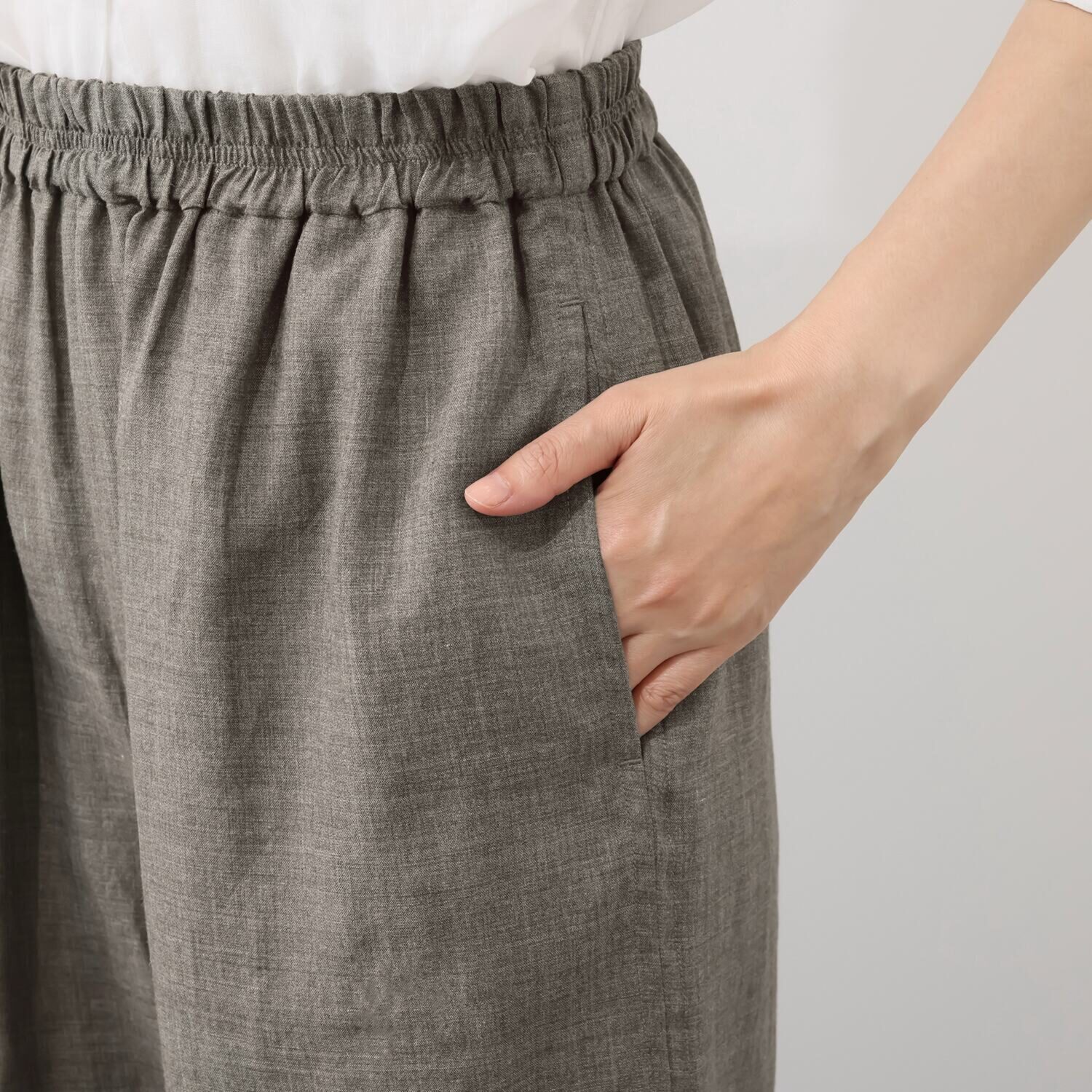 レア　ジェム 極上ラミーポプリンで 涼しい！　安心！ 贅沢ワイドパンツ