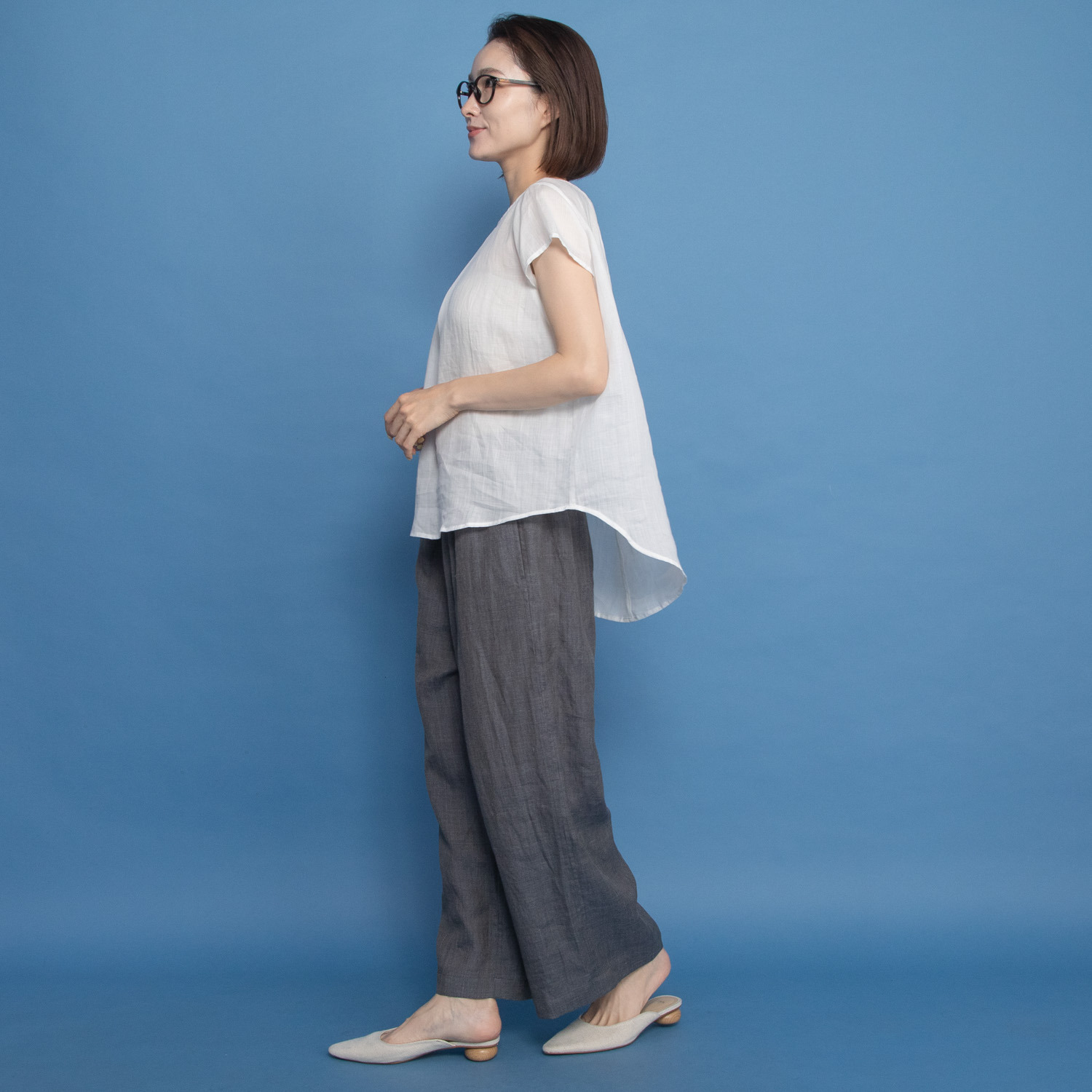 レア　ジェム 極上ラミーポプリンで 涼しい！　安心！ 贅沢ワイドパンツ