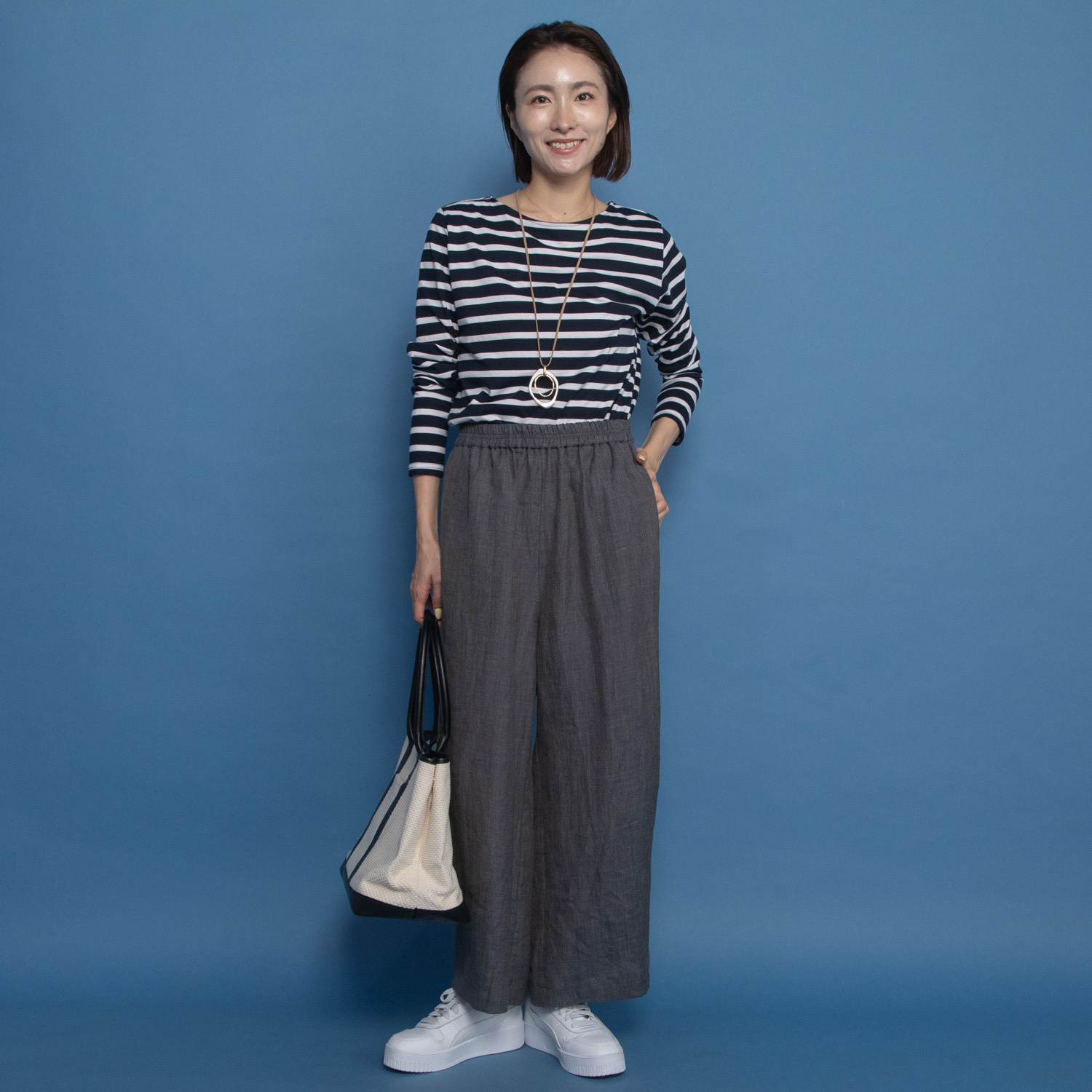 レア　ジェム 極上ラミーポプリンで 涼しい！　安心！ 贅沢ワイドパンツ