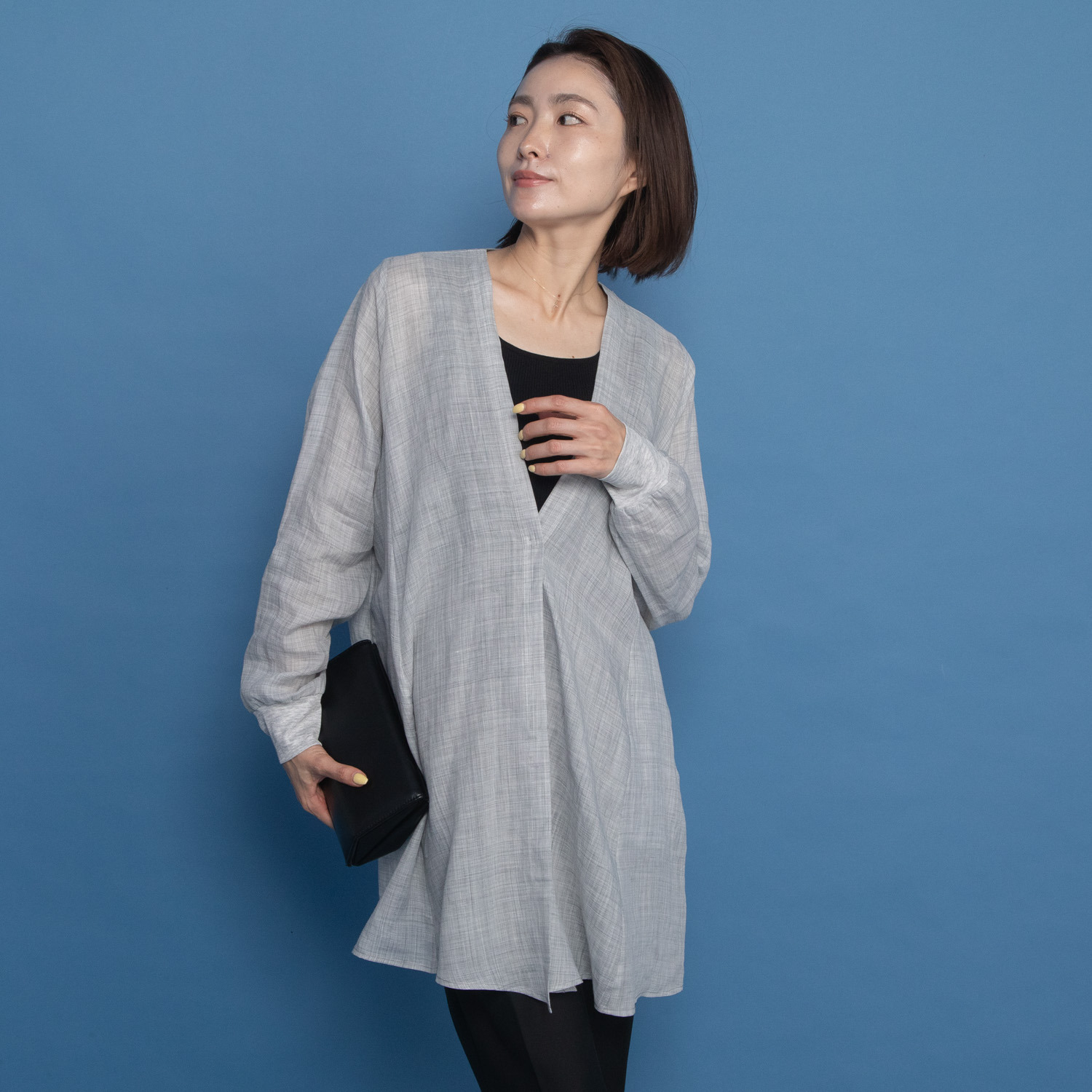 レア　ジェム プレミアムラミーの 極上の涼しさを纏う カーデジャケット