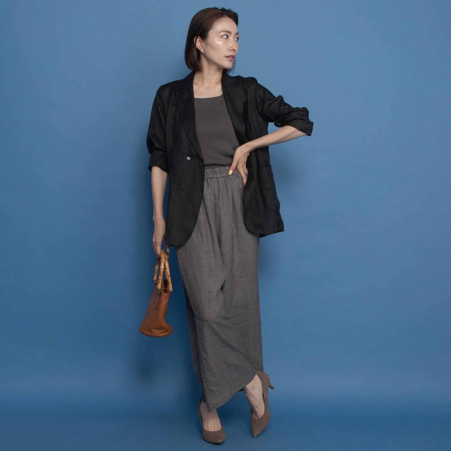 レア　ジェム プレミアムラミーの 涼しさを纏う 仕立て映えジャケット