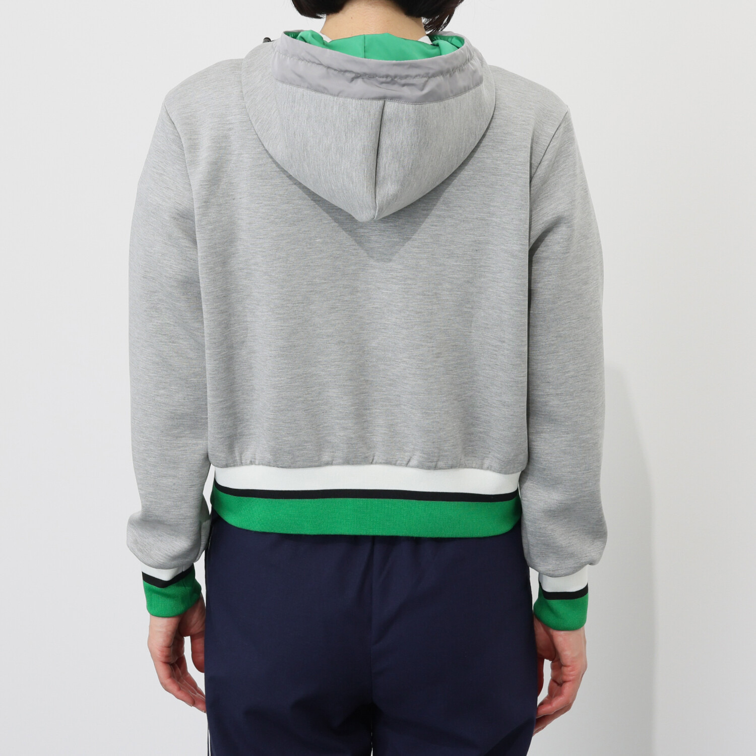 ヴィアゼータ 配色ボーダーリブ パーカー