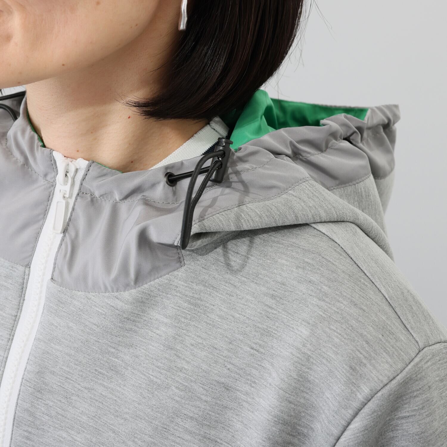 ヴィアゼータ 配色ボーダーリブ パーカー