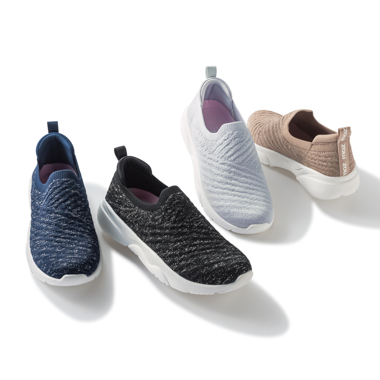 モズ 超軽量 ラメ入りニットスリッポン