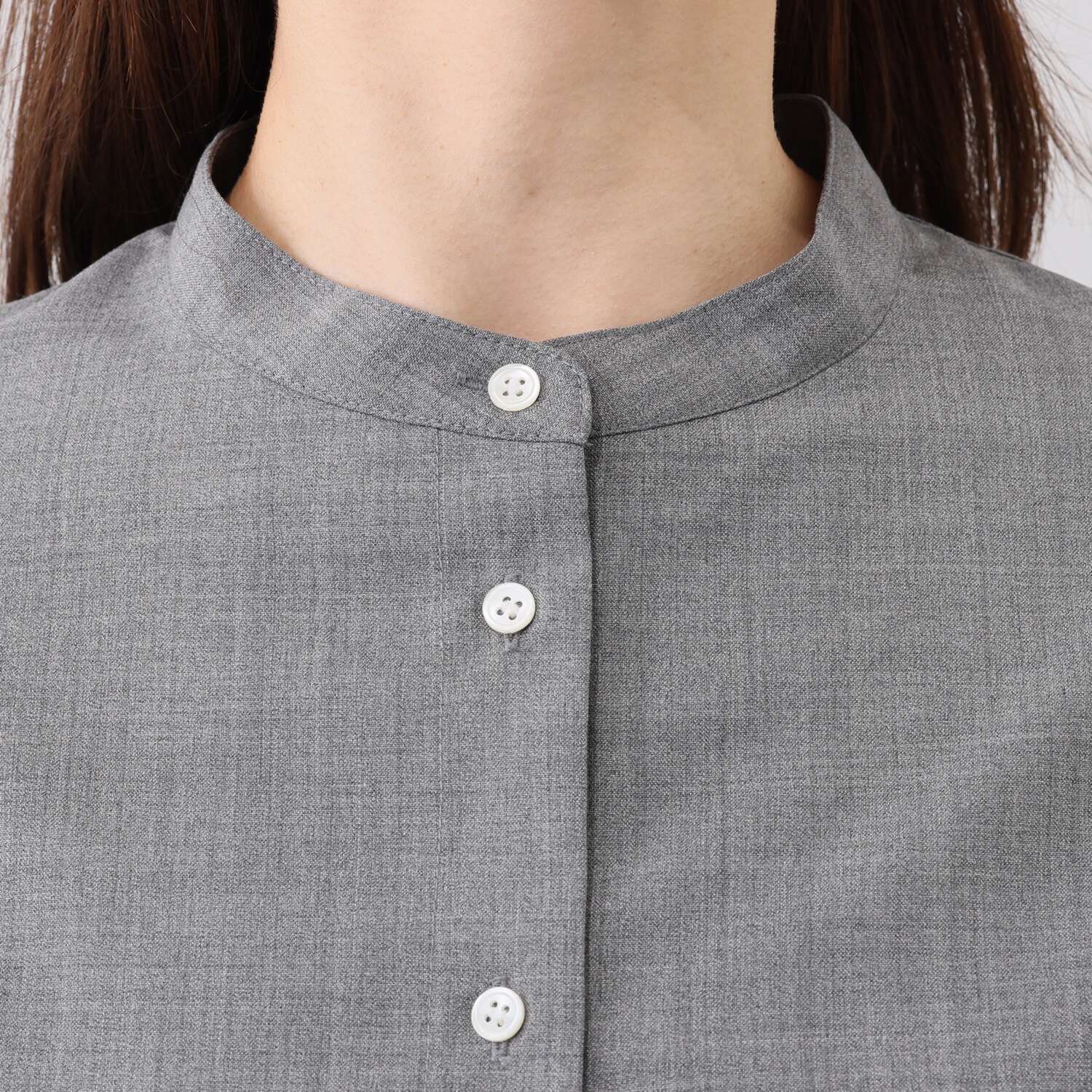 メリオン オーストラリア産 メリノウール混 シルキーソフトタッチ バンドカラーシャツ