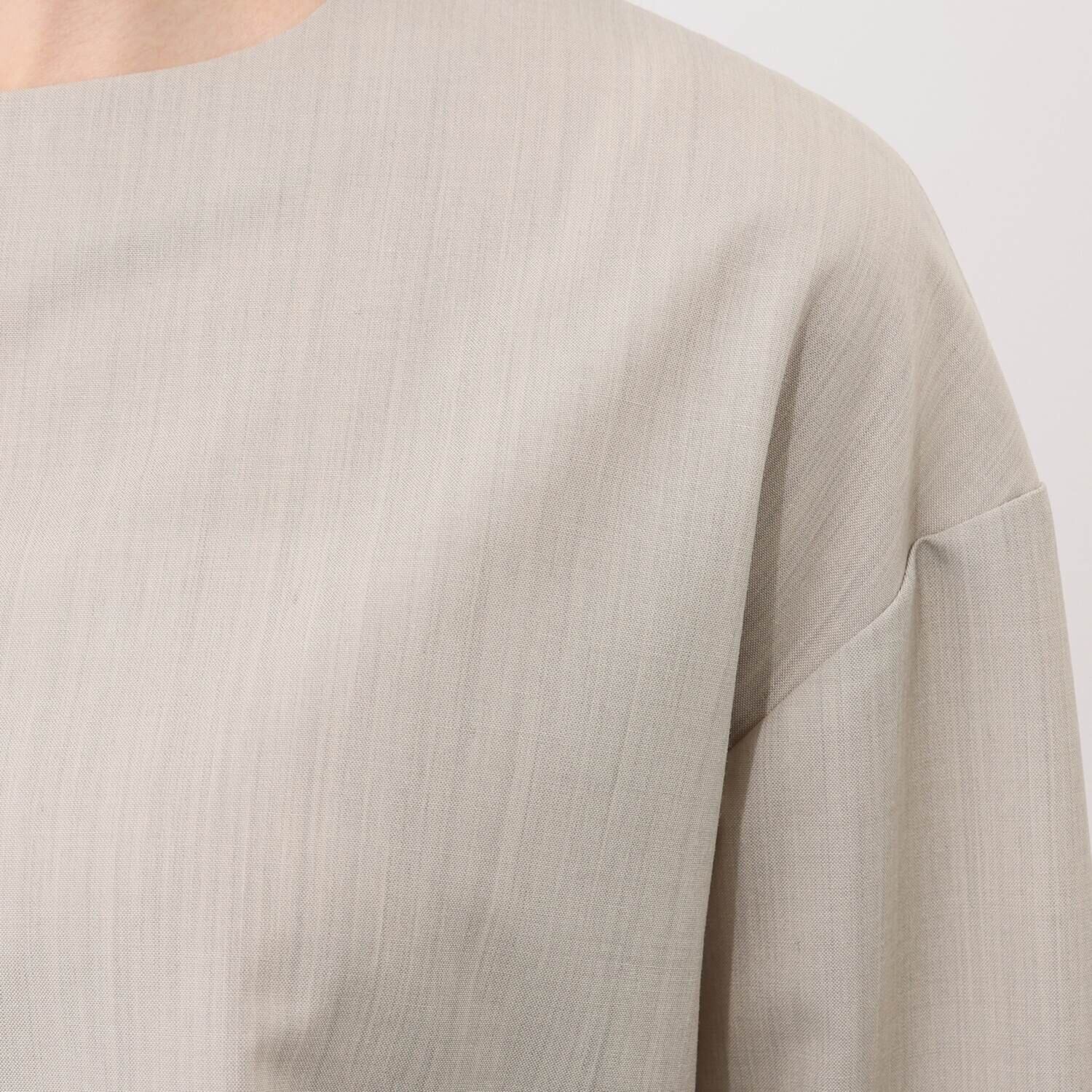 メリオン オーストラリア産 メリノウール混 シルキーソフトタッチ ラウンドヘムブラウス