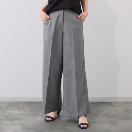 メリオン オーストラリア産 メリノウール混 シルキーソフトタッチ ワイドシルエット センタープレスパンツ