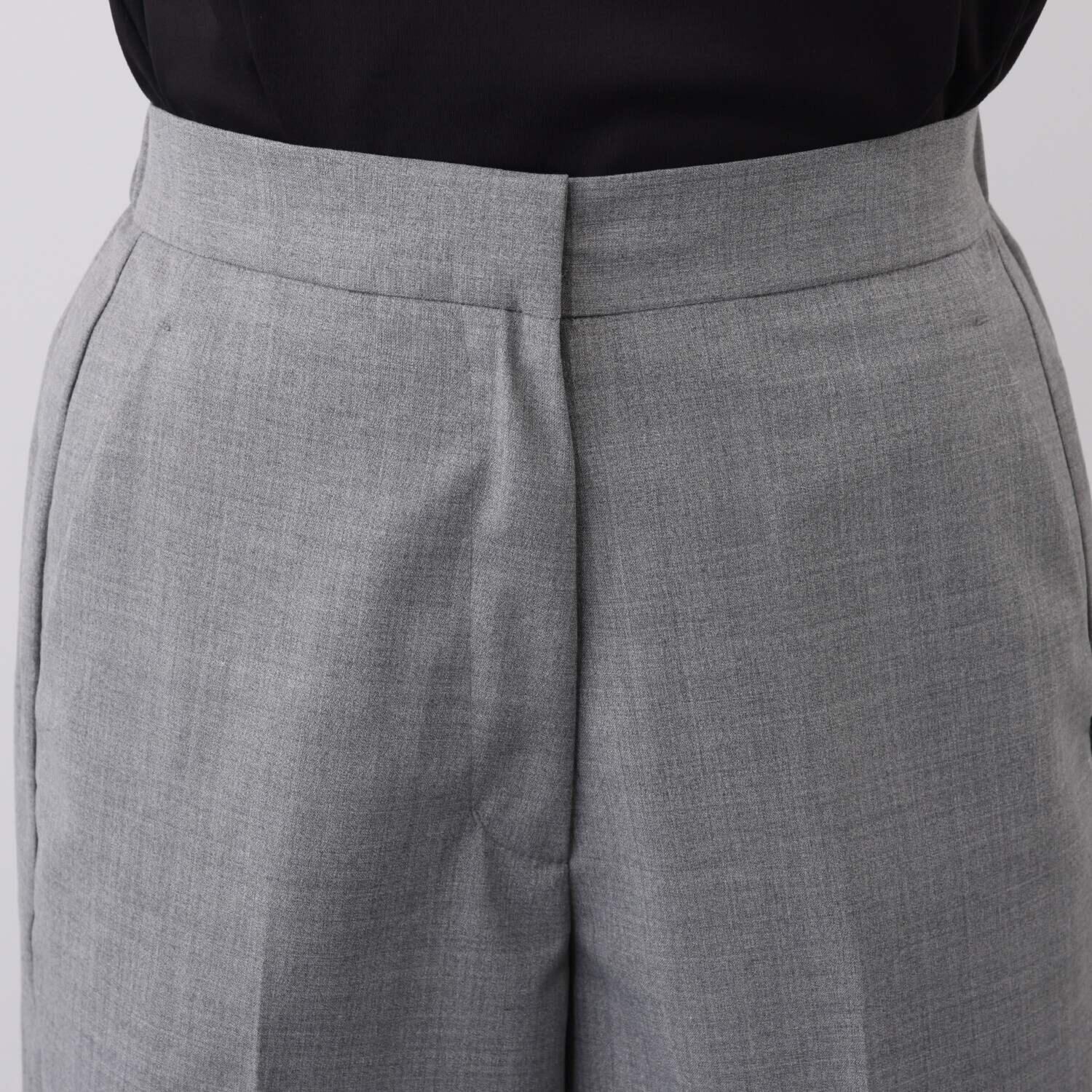 メリオン オーストラリア産 メリノウール混 シルキーソフトタッチ ワイドシルエット センタープレスパンツ