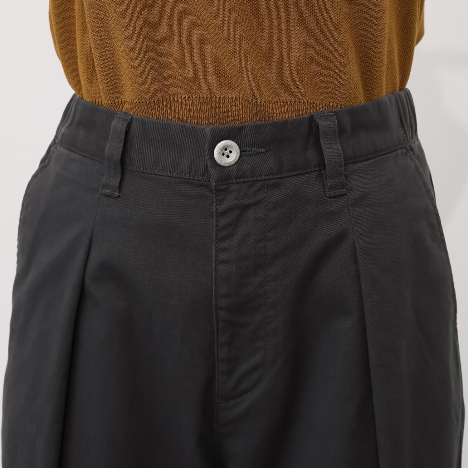 ホープナチュラル ピマコットン混 チノストレッチ タックワイドパンツ