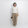 ホープナチュラル ピマコットン混 チノストレッチ タックワイドパンツ