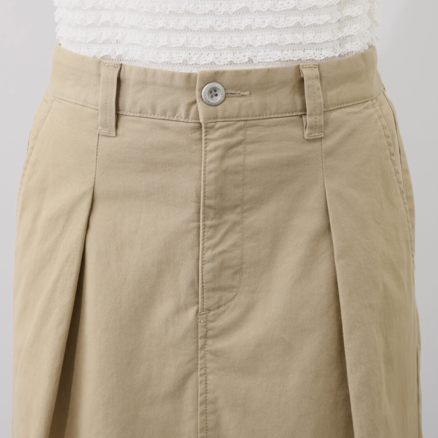ホープナチュラル ピマコットン混 チノストレッチ タックスカート