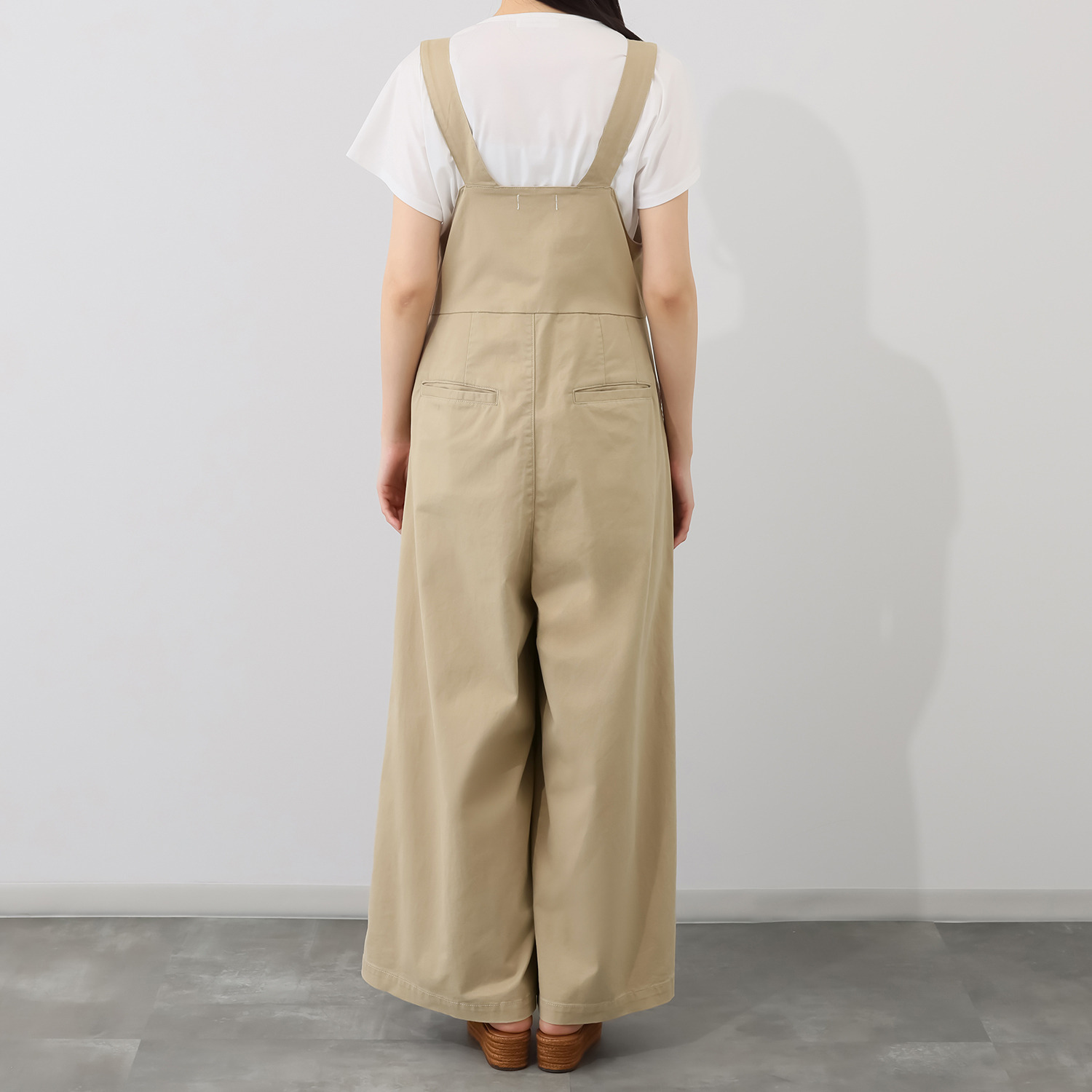 ホープナチュラル ピマコットン混 チノストレッチ 美脚 サロペットパンツ