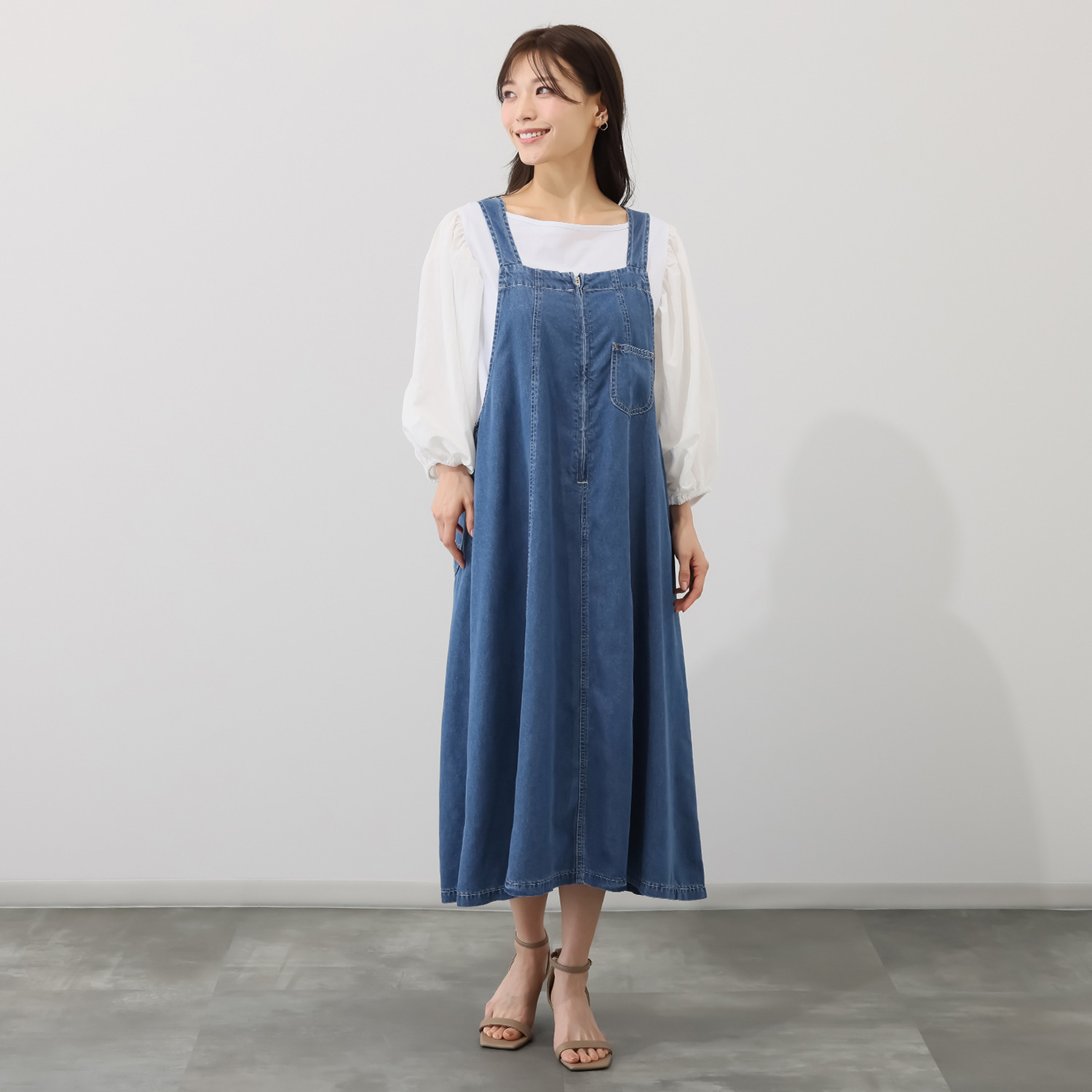 シュガーデプト リヨセルデニム サロペット風 ジャンパースカート