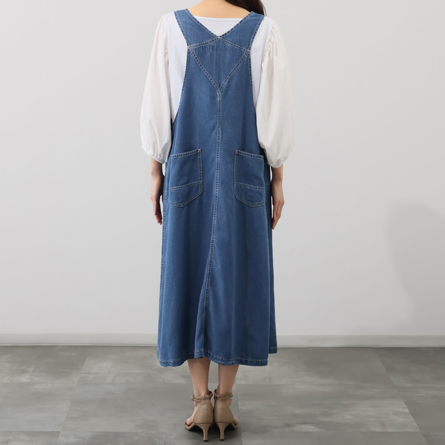 シュガーデプト リヨセルデニム サロペット風 ジャンパースカート