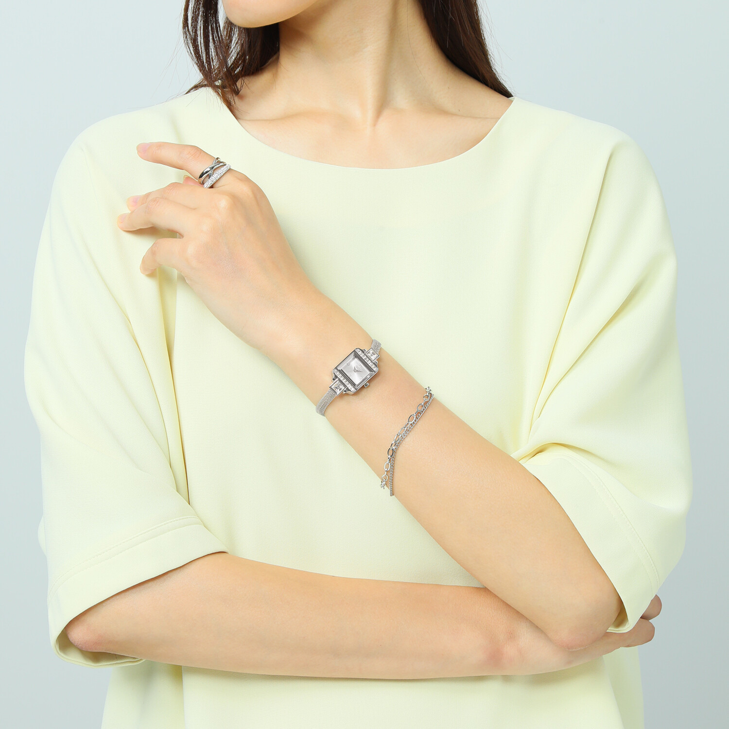 アビステ ウォッチ＆アクセサリーズ ビジュウ スクエアフェイス メッシュデザインウォッチ