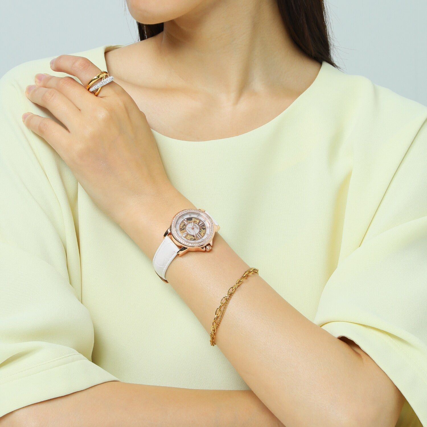 アビステ ウォッチ＆アクセサリーズ ビジュウ ラウンドフェイス スケルトンデザイン レザーウォッチ