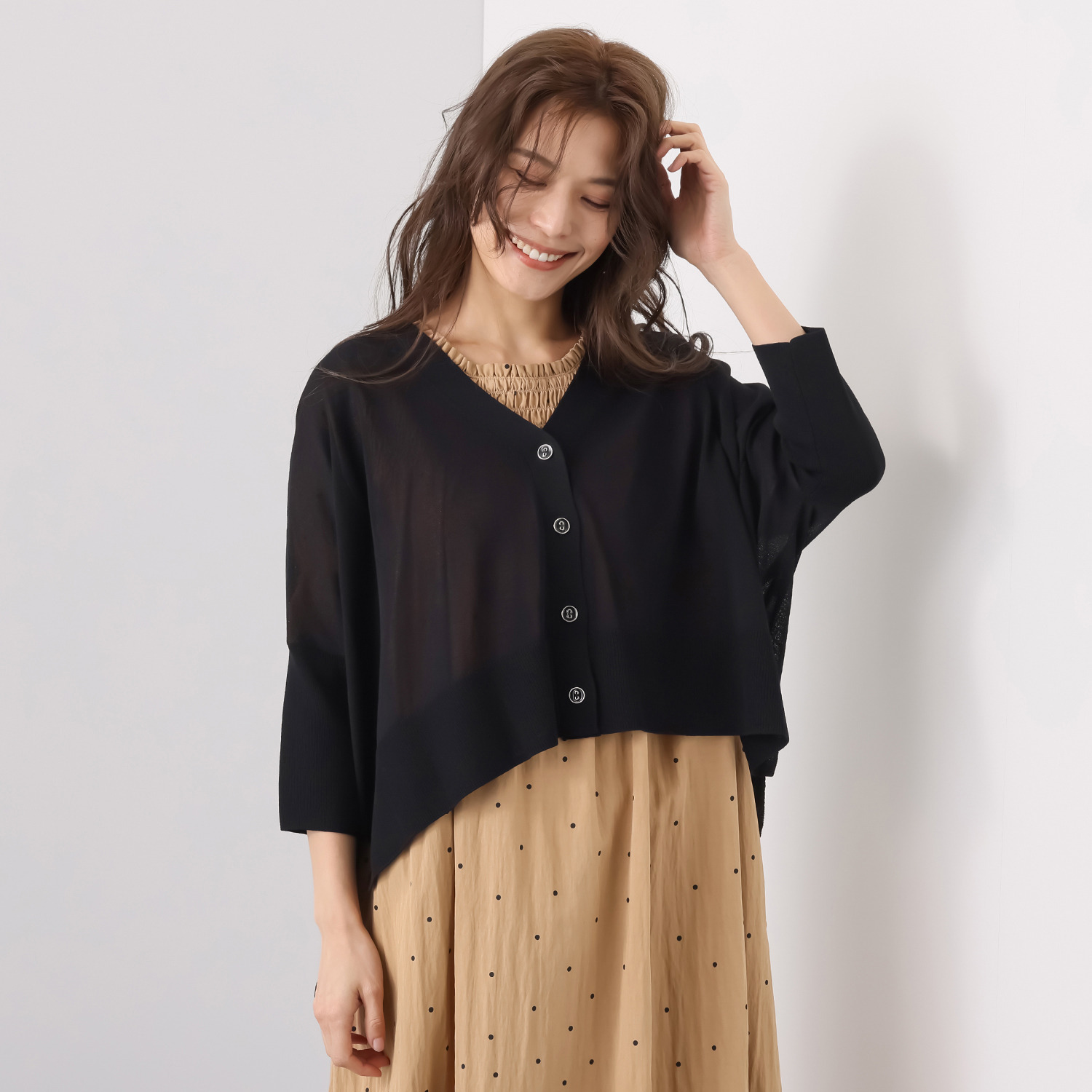 アリュメット 五分袖カーディガン