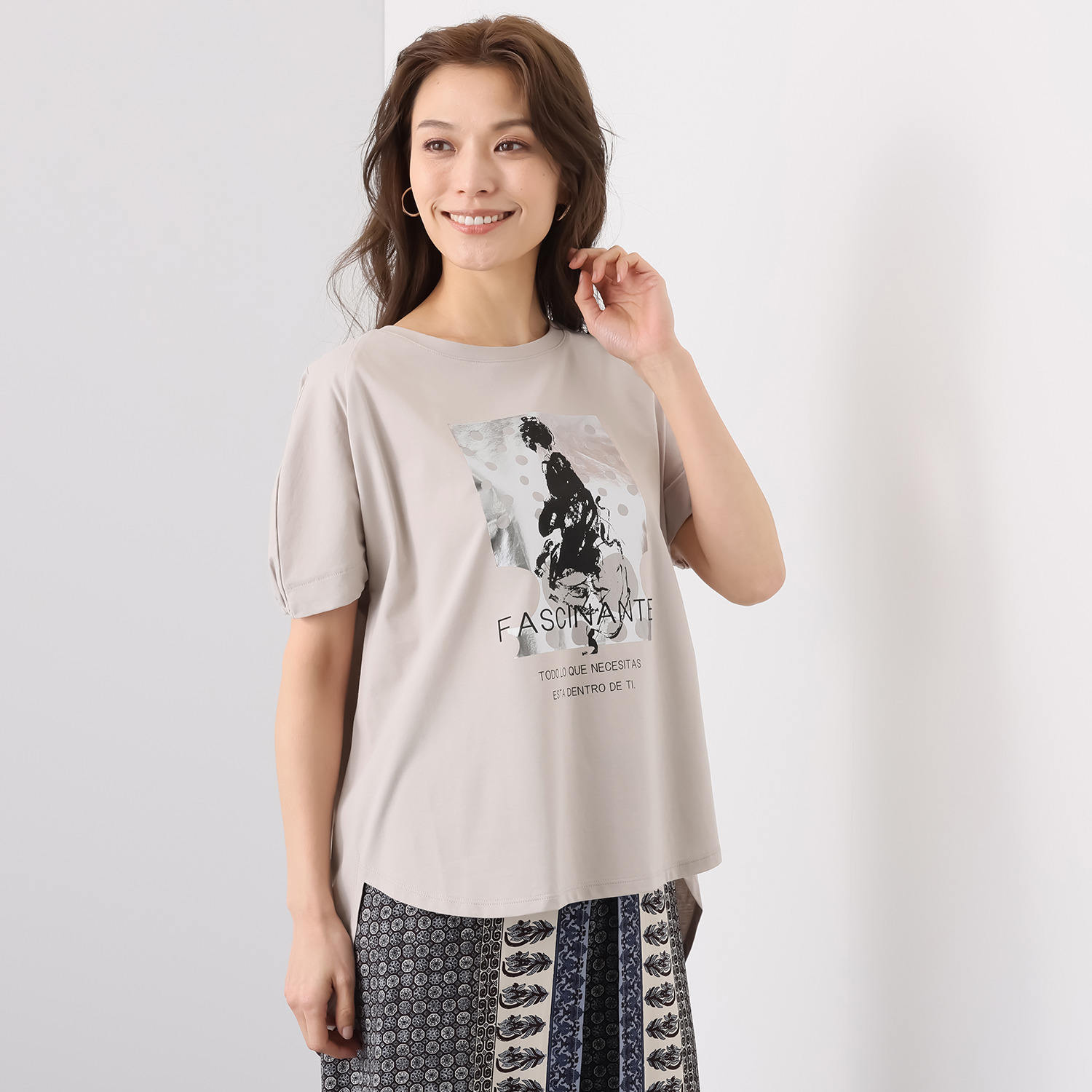 アリュメット 箔プリント カットソープルオーバー