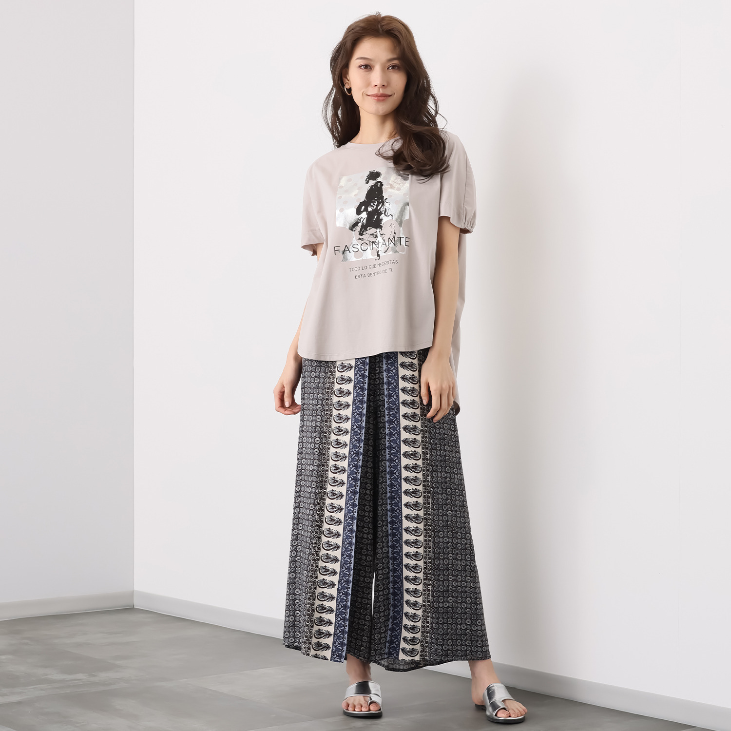 アリュメット 箔プリント カットソープルオーバー