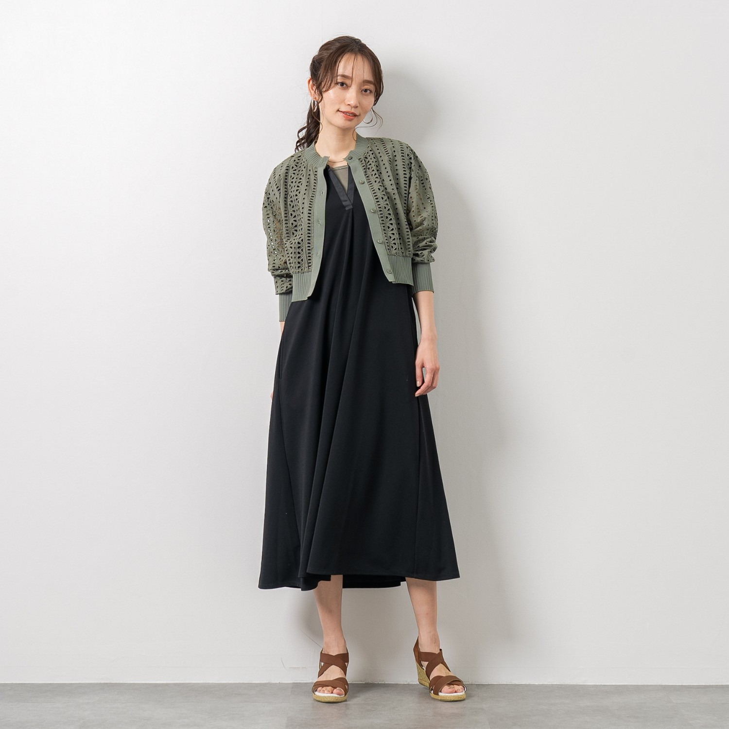 元町ゼラール うれしい機能満載！ さらさらジャージー ドレープワンピース