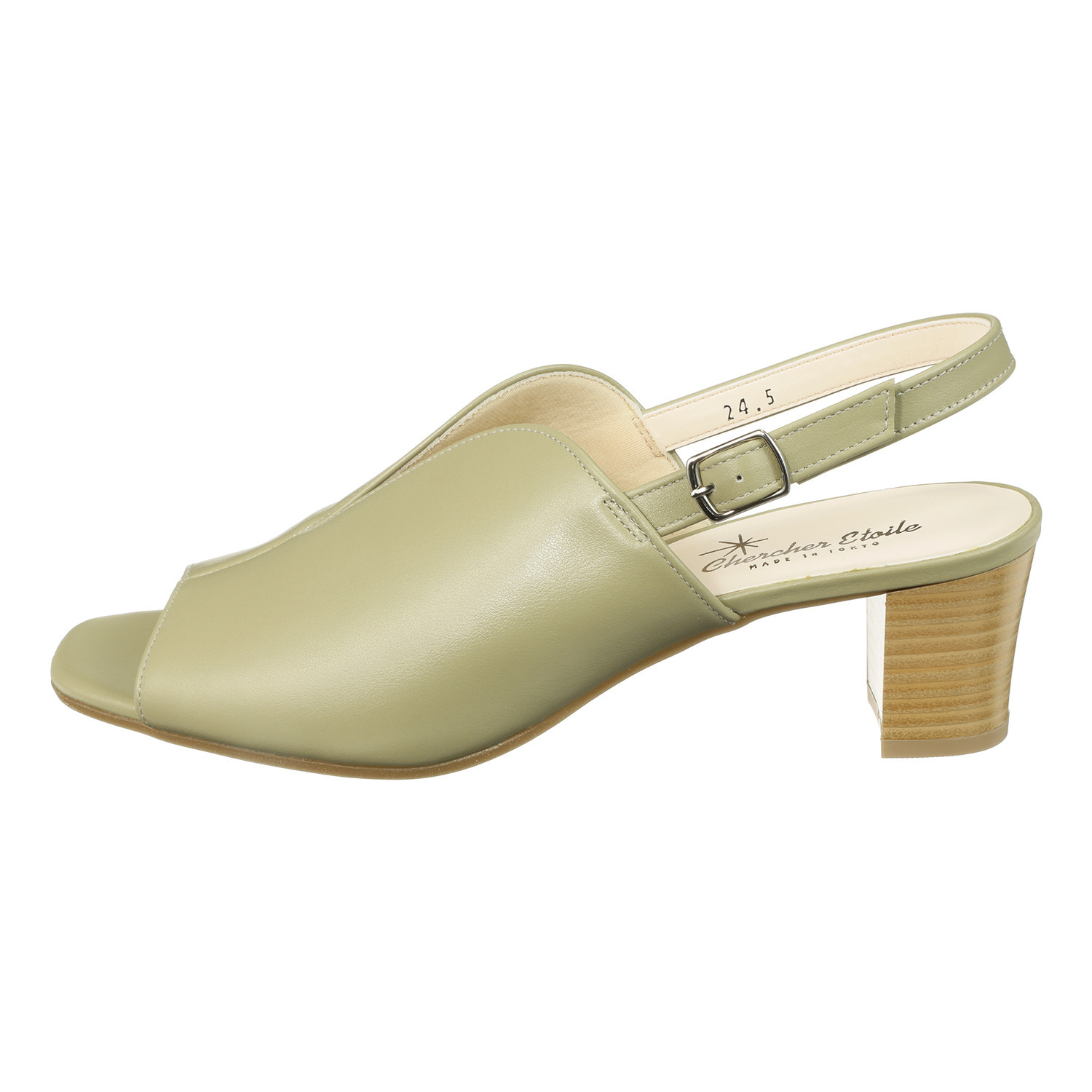 シェルシェエトワール メイドイン東京 牛革柔らか仕立て あか抜け５ｃｍヒール リリーカットサンダル