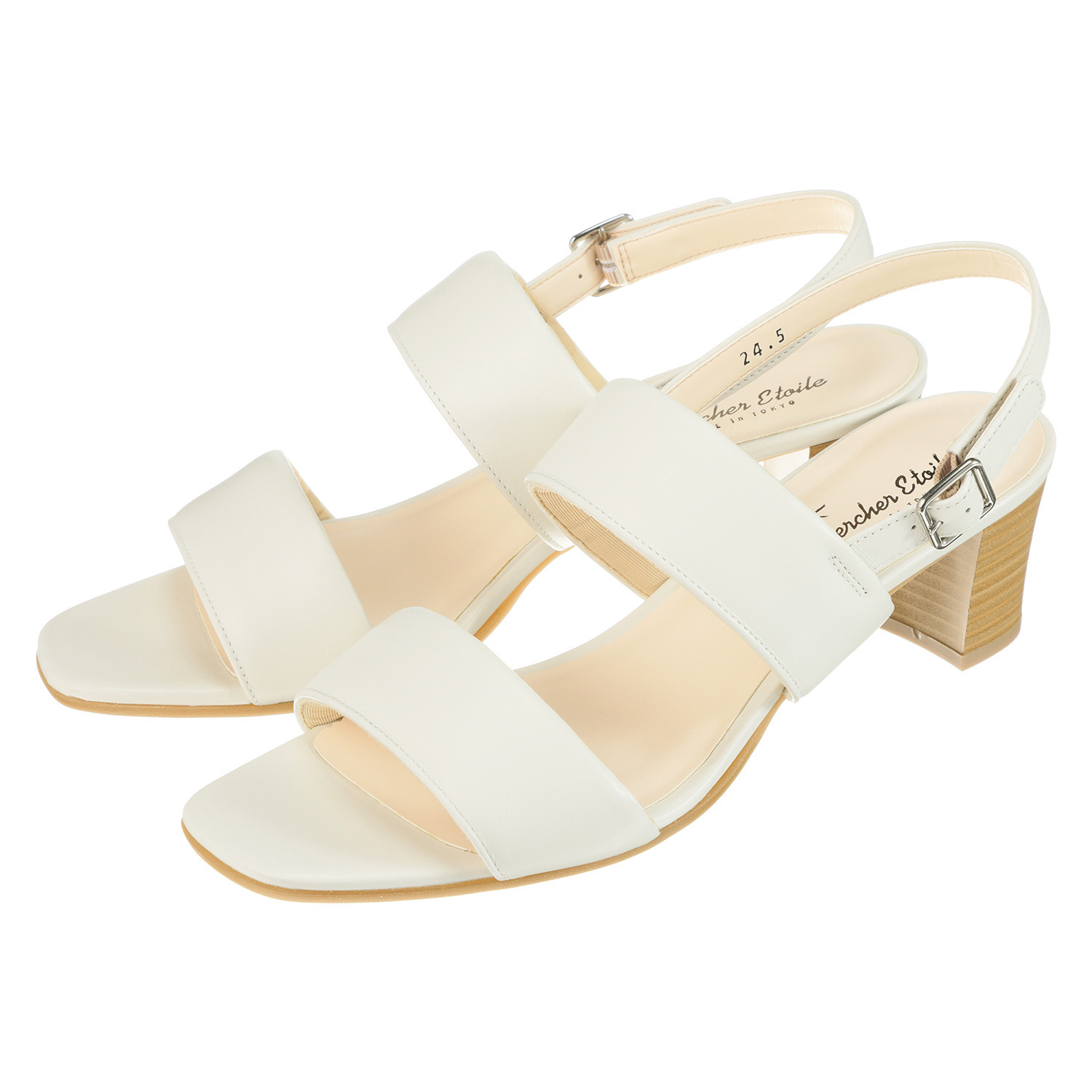 シェルシェエトワール メイドイン東京 牛革柔らか仕立て あか抜け５ｃｍヒール ふかふかベルトサンダル