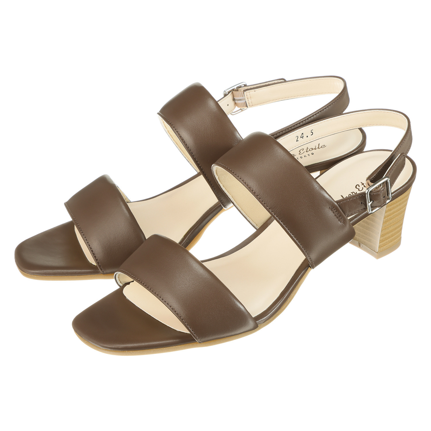 シェルシェエトワール メイドイン東京 牛革柔らか仕立て あか抜け５ｃｍヒール ふかふかベルトサンダル