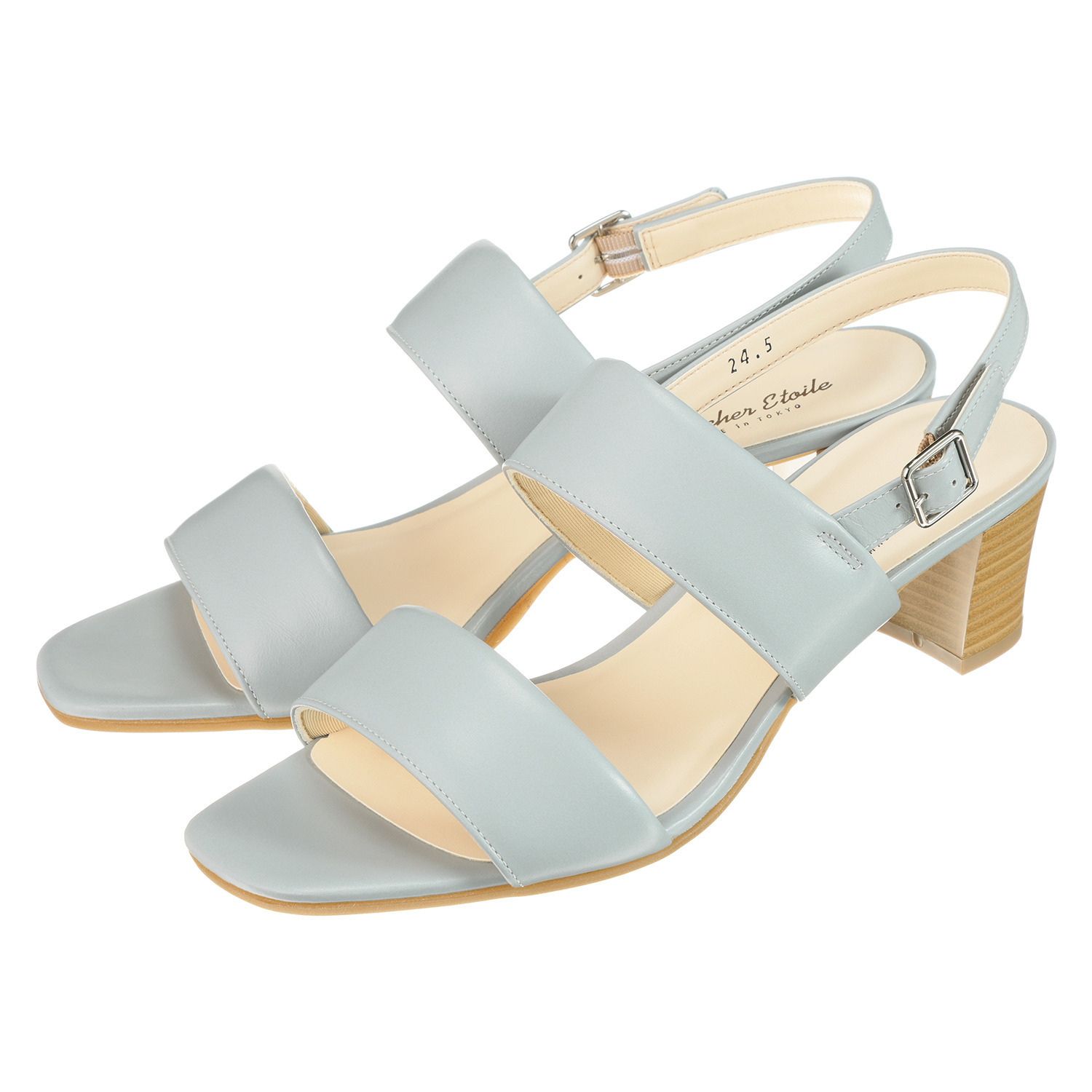 シェルシェエトワール メイドイン東京 牛革柔らか仕立て あか抜け５ｃｍヒール ふかふかベルトサンダル