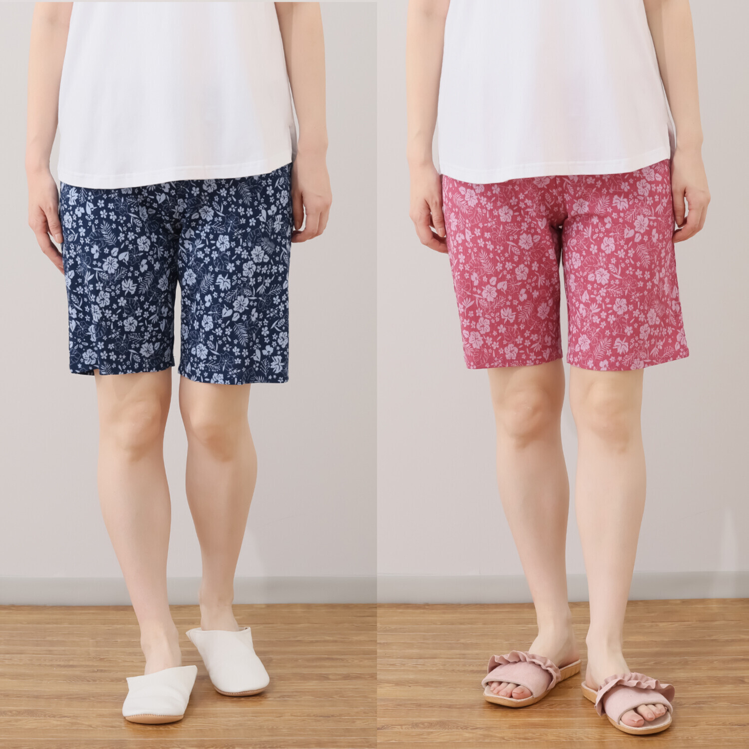 涼活女子 吸水速乾 ハーフ丈カプリパンツ ２枚セット