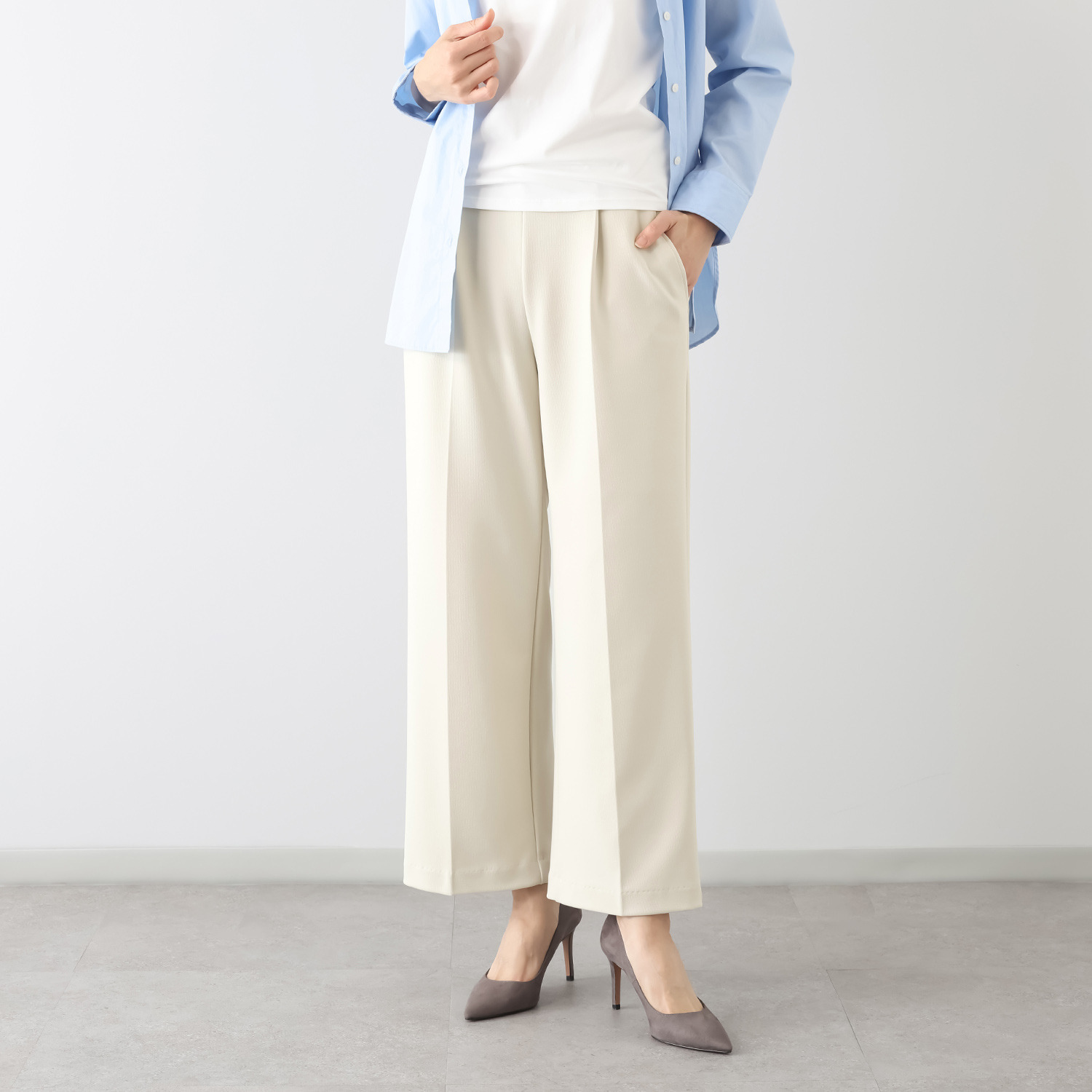 上質ごこち ボナンザ（Ｒ） センタープレス スタイリッシュ ワイドパンツ