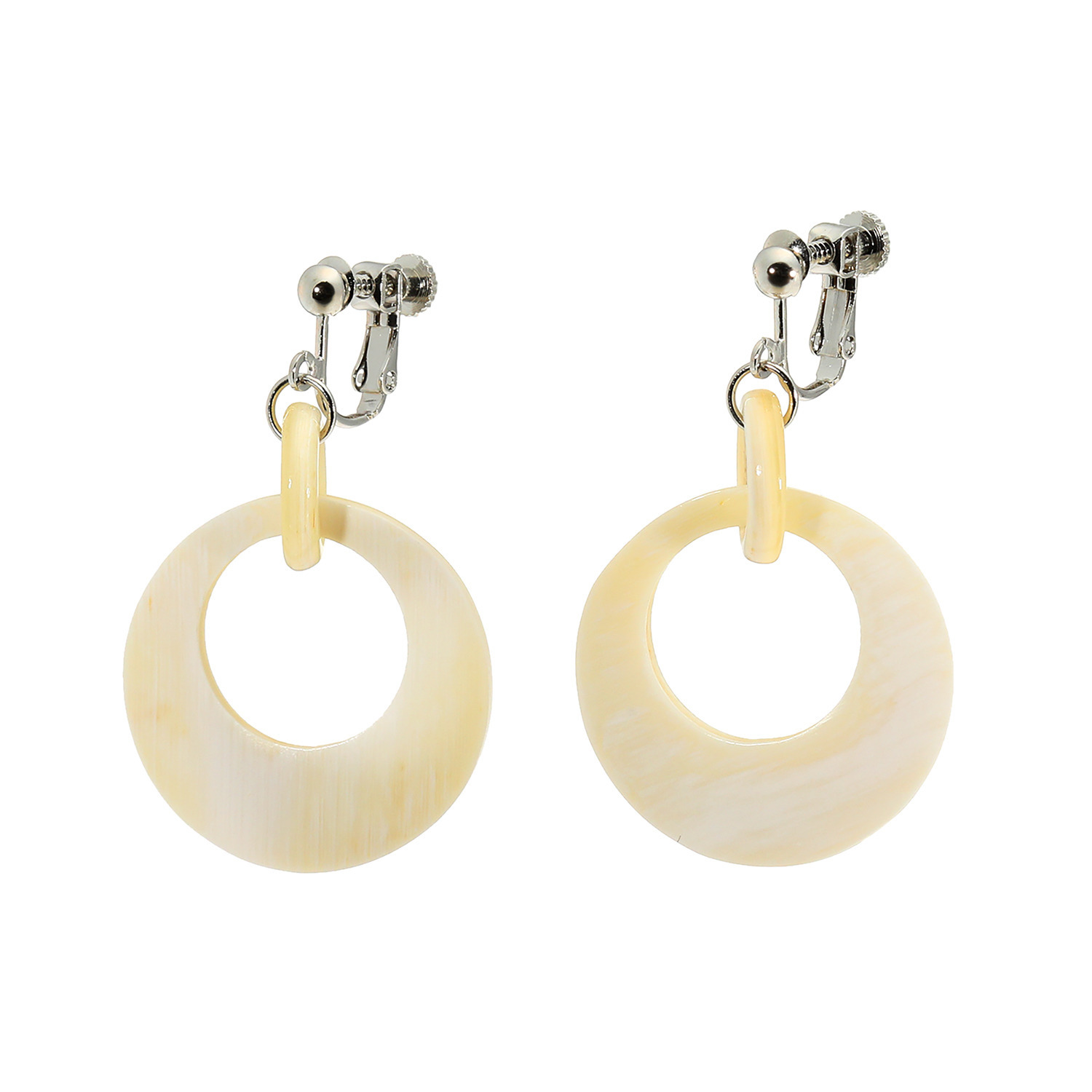 ミル・レーヴ 水牛 ラウンドデザイン ピアス／イヤリング