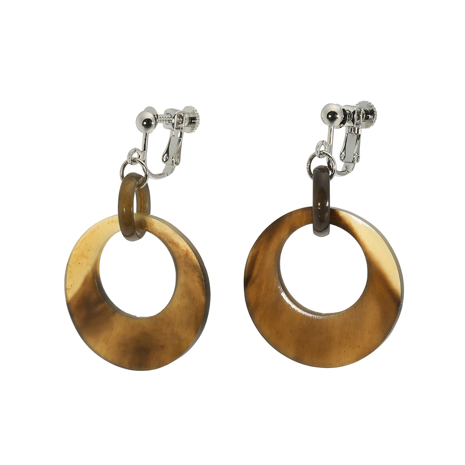 ミル・レーヴ 水牛 ラウンドデザイン ピアス／イヤリング