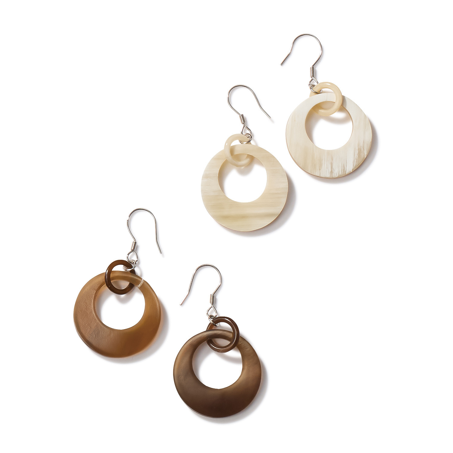 ミル・レーヴ 水牛 ラウンドデザイン ピアス／イヤリング