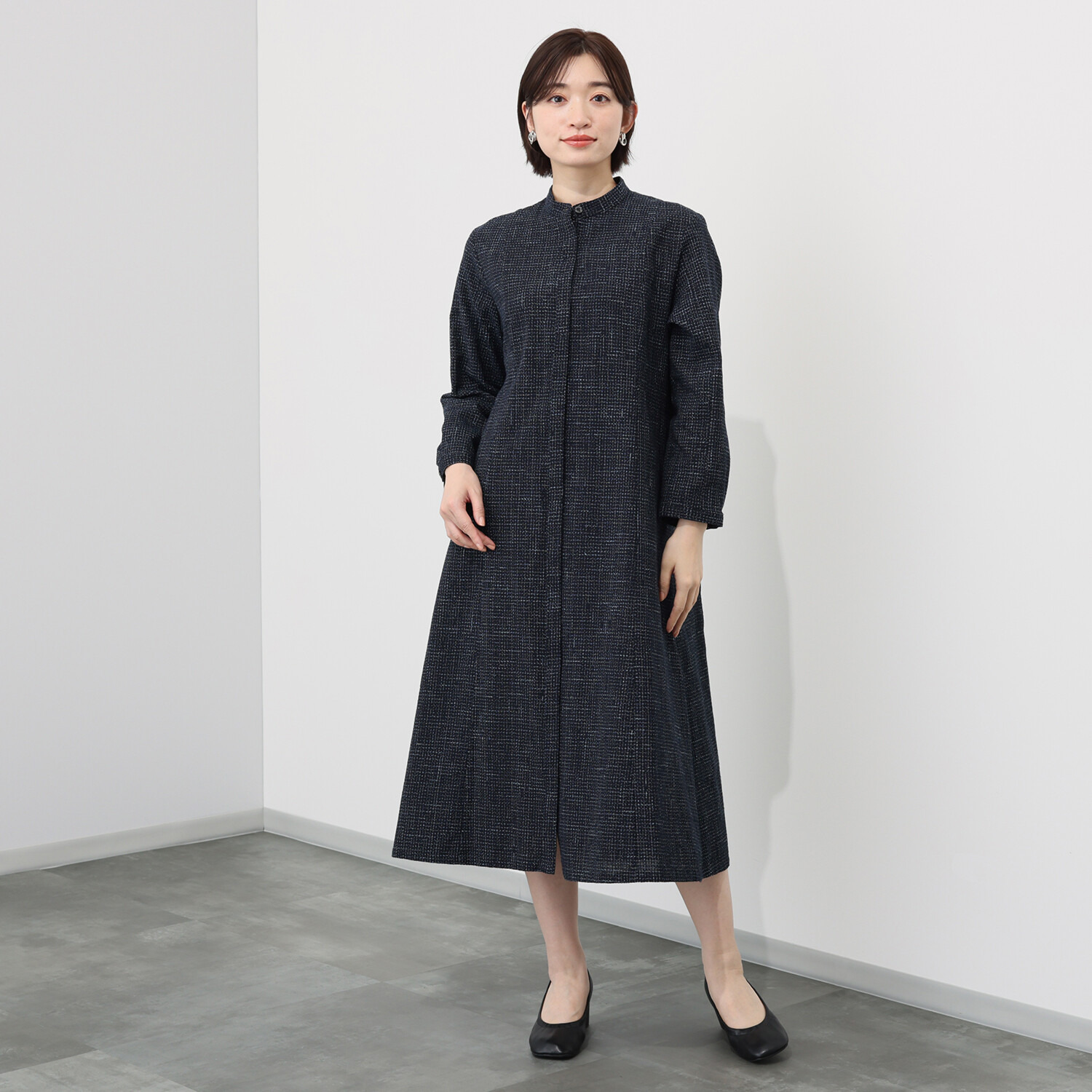 オカモト商店 ギエモン 久留米かすり 前開きワンピース