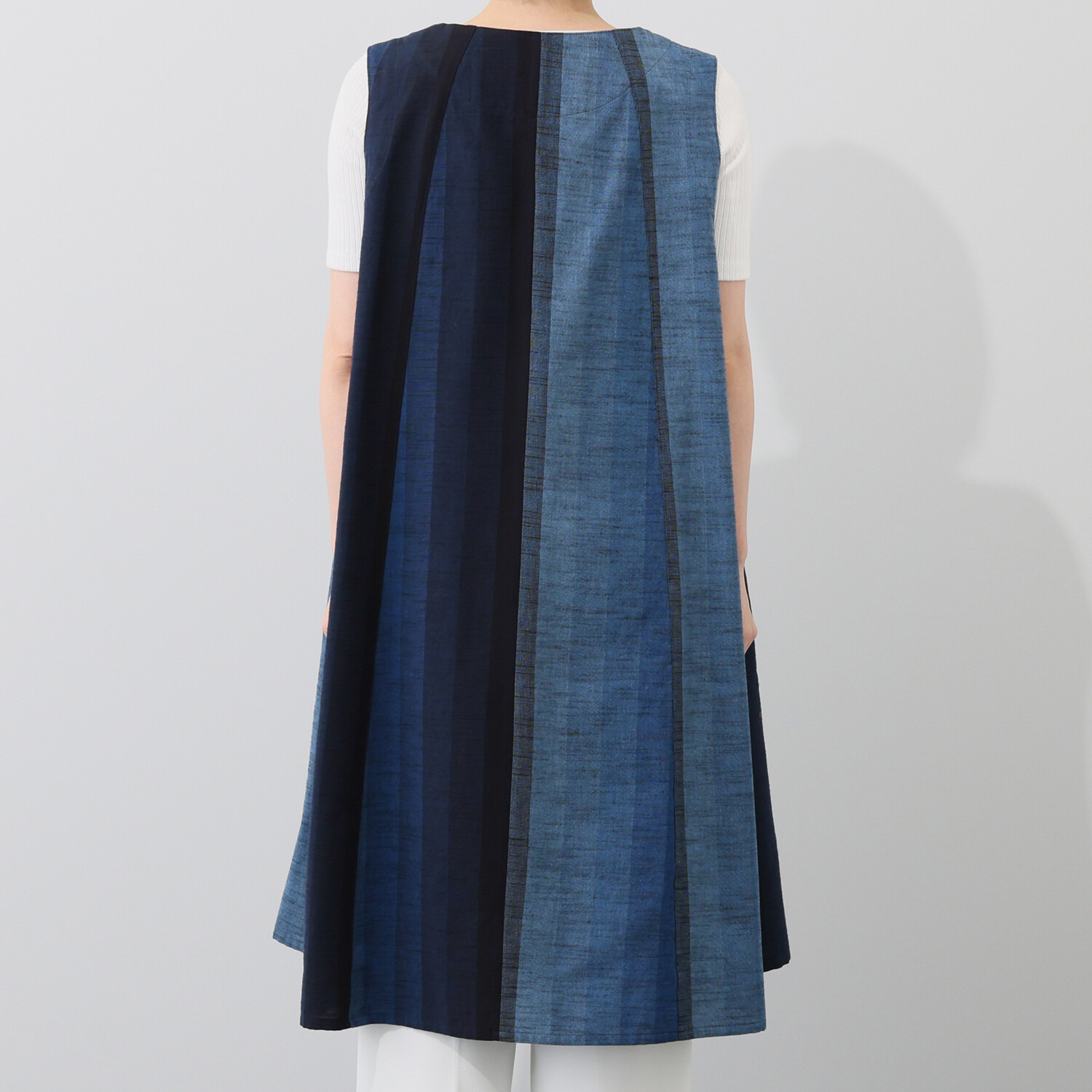 オカモト商店 ギエモン 久留米かすり 前開きロングベスト