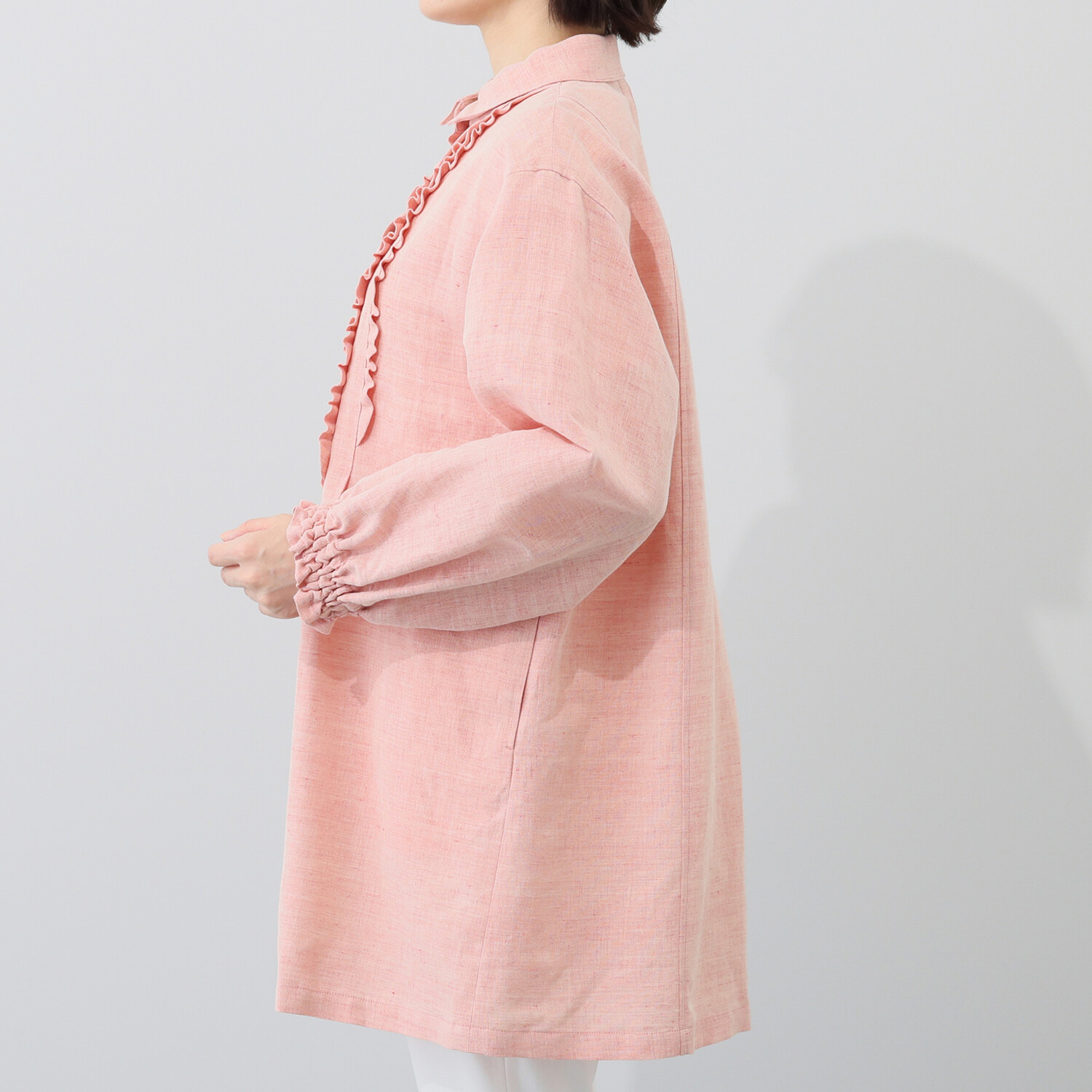 オカモト商店 ギエモン 久留米かすり 前開きロングブラウス