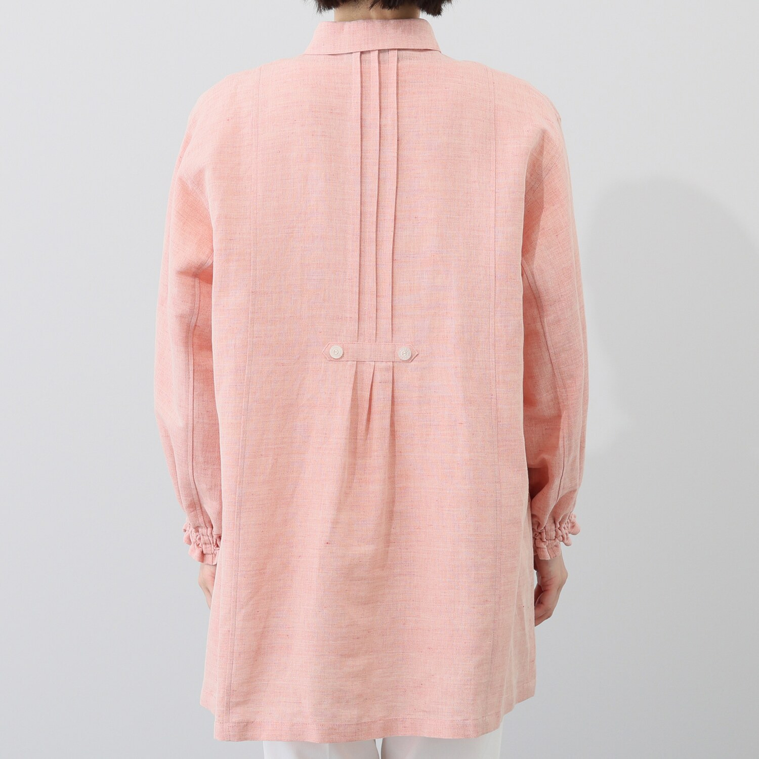 オカモト商店 ギエモン 久留米かすり 前開きロングブラウス