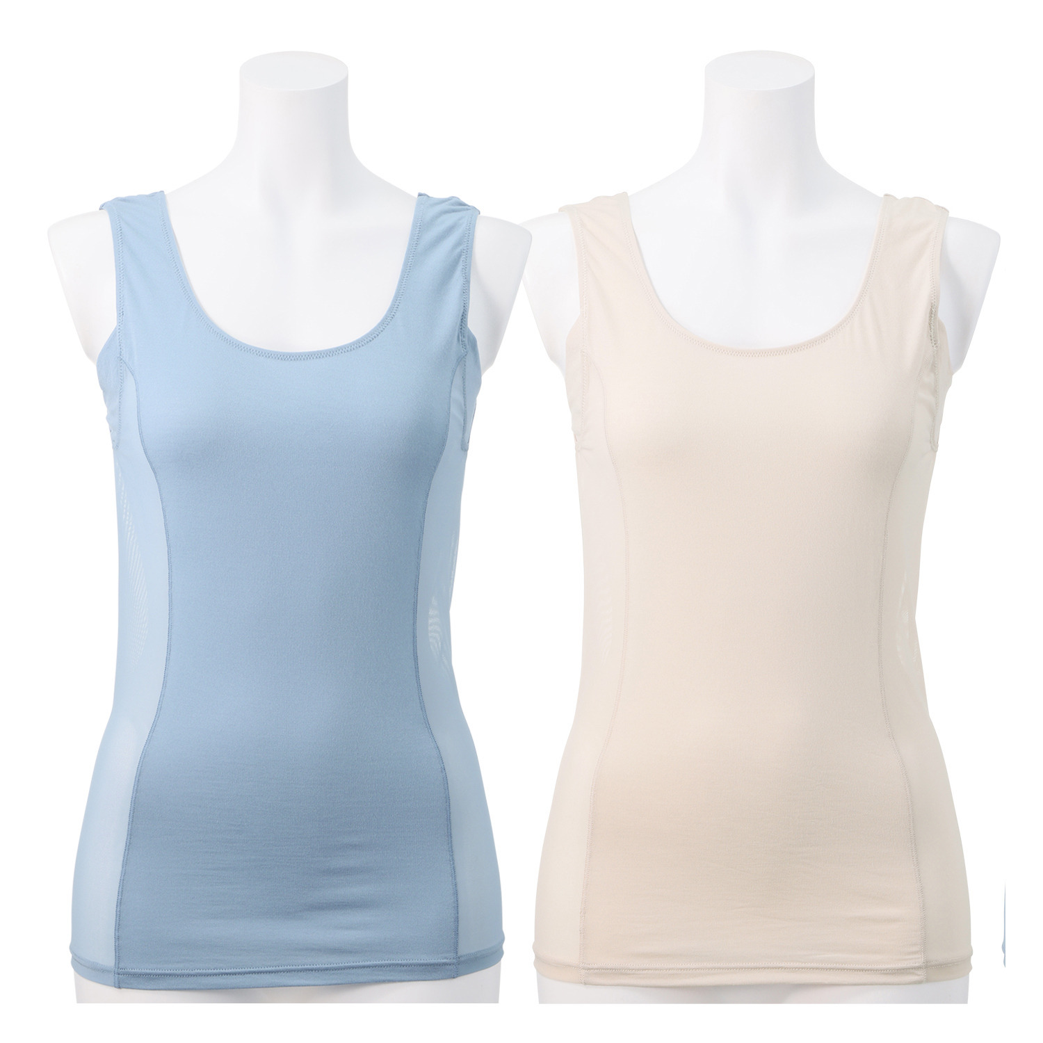 涼感ビューティー 接触冷感 汗取り付 脇メッシュタンクトップ ２枚セット