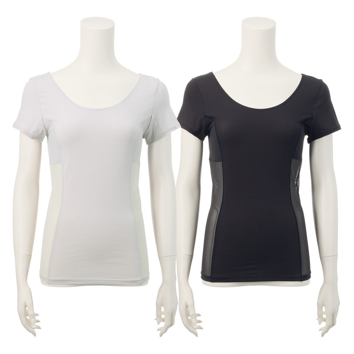 涼感ビューティー 接触冷感 汗取り付 脇メッシュ フレンチスリーブインナー ２枚セット