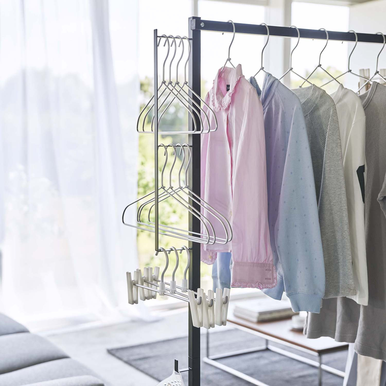 山崎実業　タワー サッと広げて簡単設置！ 折り畳み室内物干し