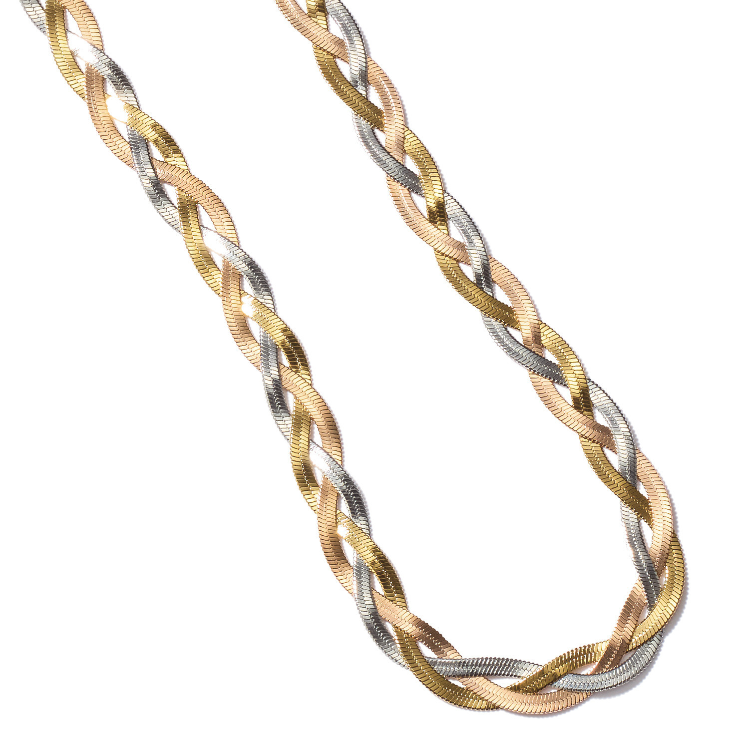 エービーステン ステンレス トリコロールカラー ヘリンボーンネックレス