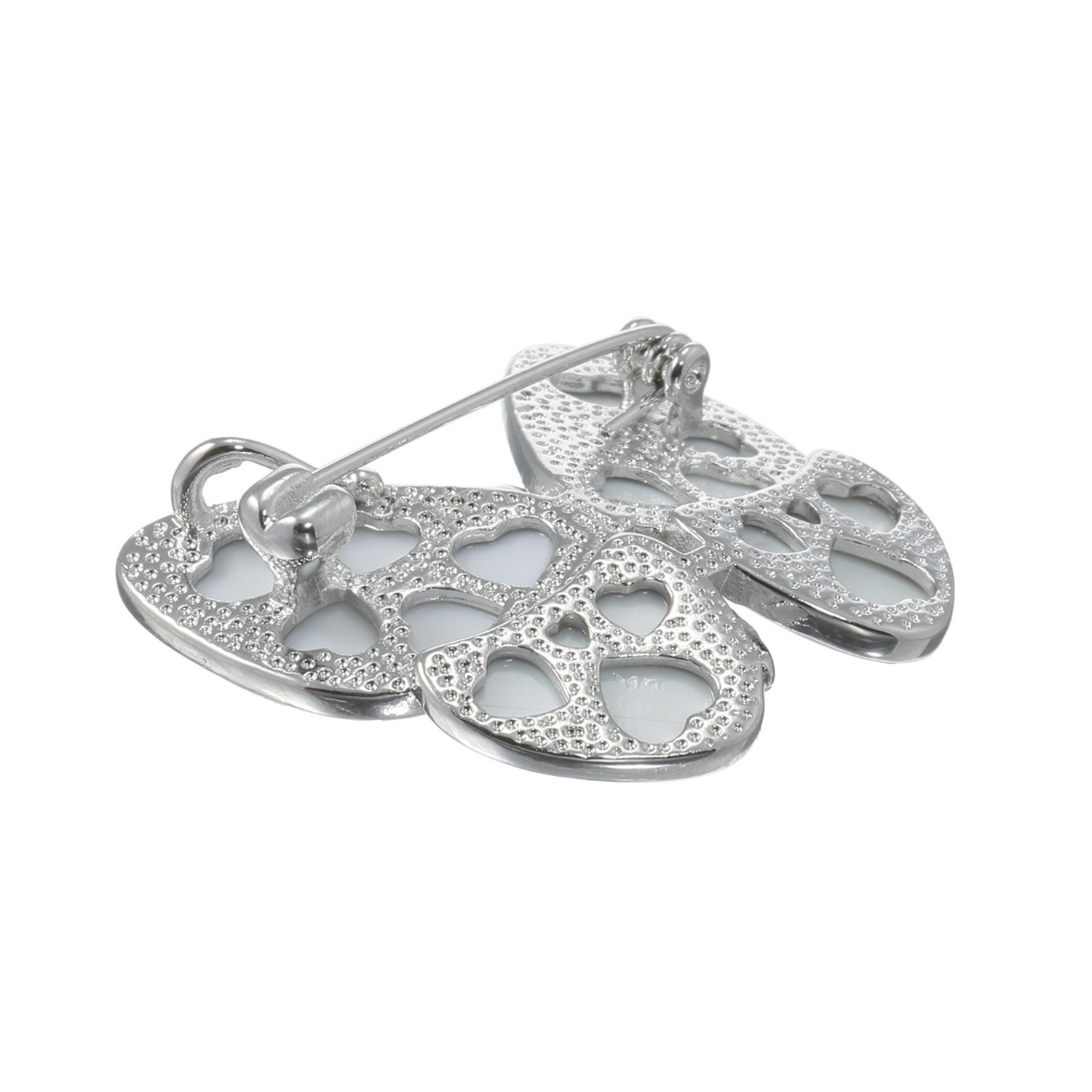 グランシフォレ アバローニシェル ダブレットストーン＆ ＣＺ バタフライモティーフ ブローチ