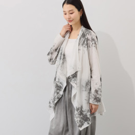 イロフシ 手染めの一点もの 芸術的な遊墨染め 遊墨コットン まといカーディガン
