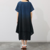 イロフシ 手染めの一点もの 芸術的なグラデーションで 夜明けの空を表現 黒藍グラデ東雲ワンピース