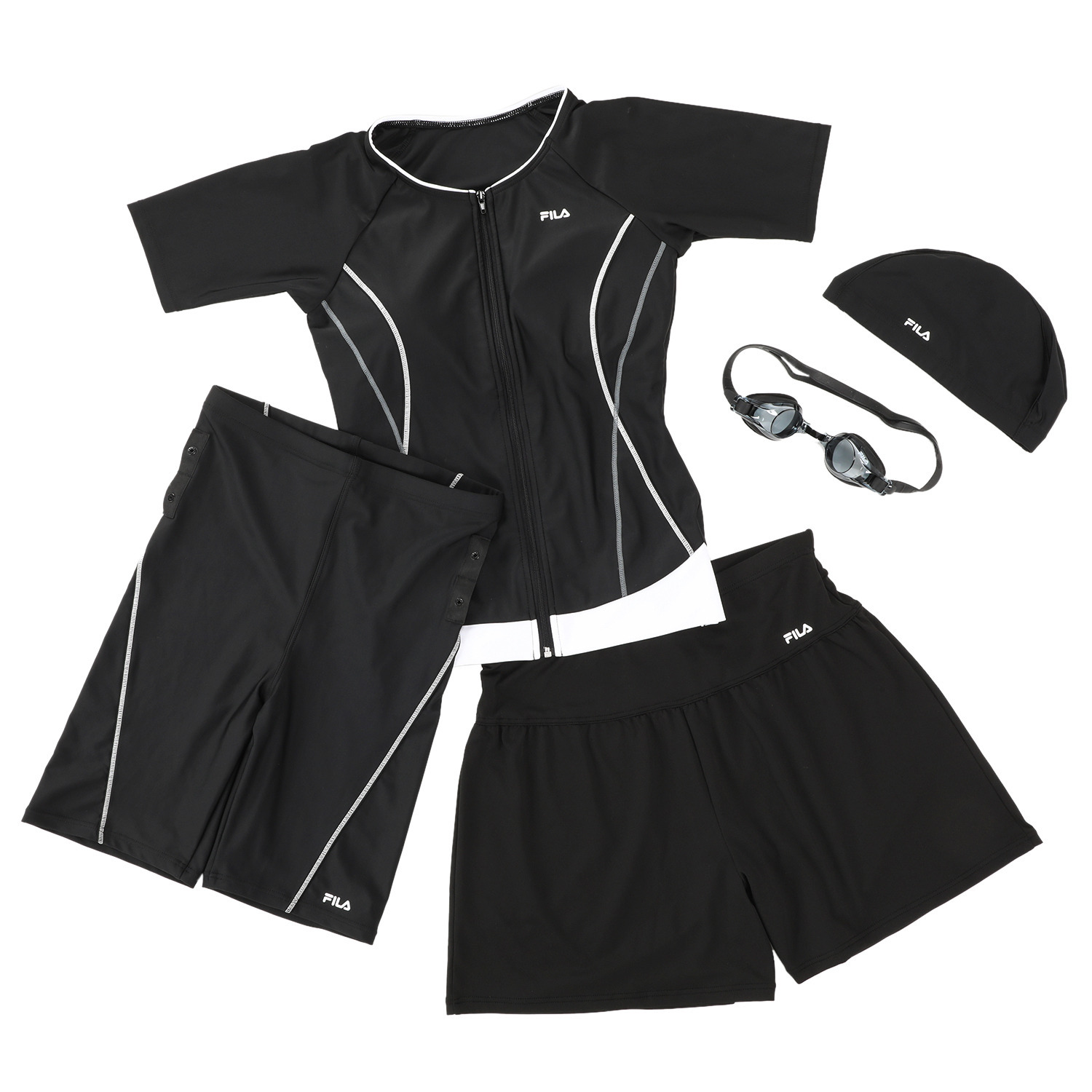 フィラ セパレーツ水着＆ キュロットパンツ＆ キャップ＆ゴーグルで 他と差がつく５点セット