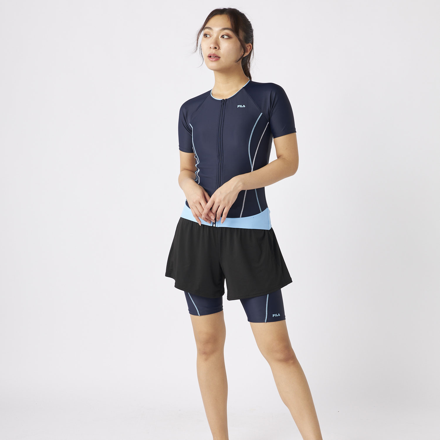 フィラ セパレーツ水着＆ キュロットパンツ＆ キャップ＆ゴーグルで 他と差がつく５点セット