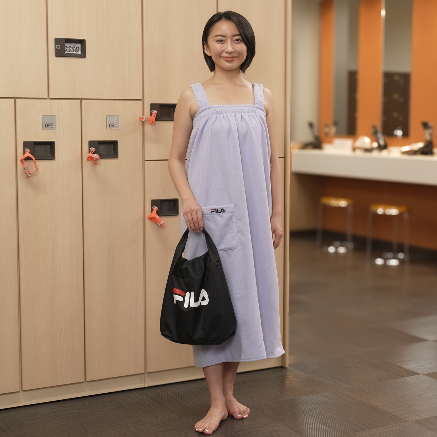 フィラ はっ水 ショートドラムバッグ＆ くつろぎタオルワンピース