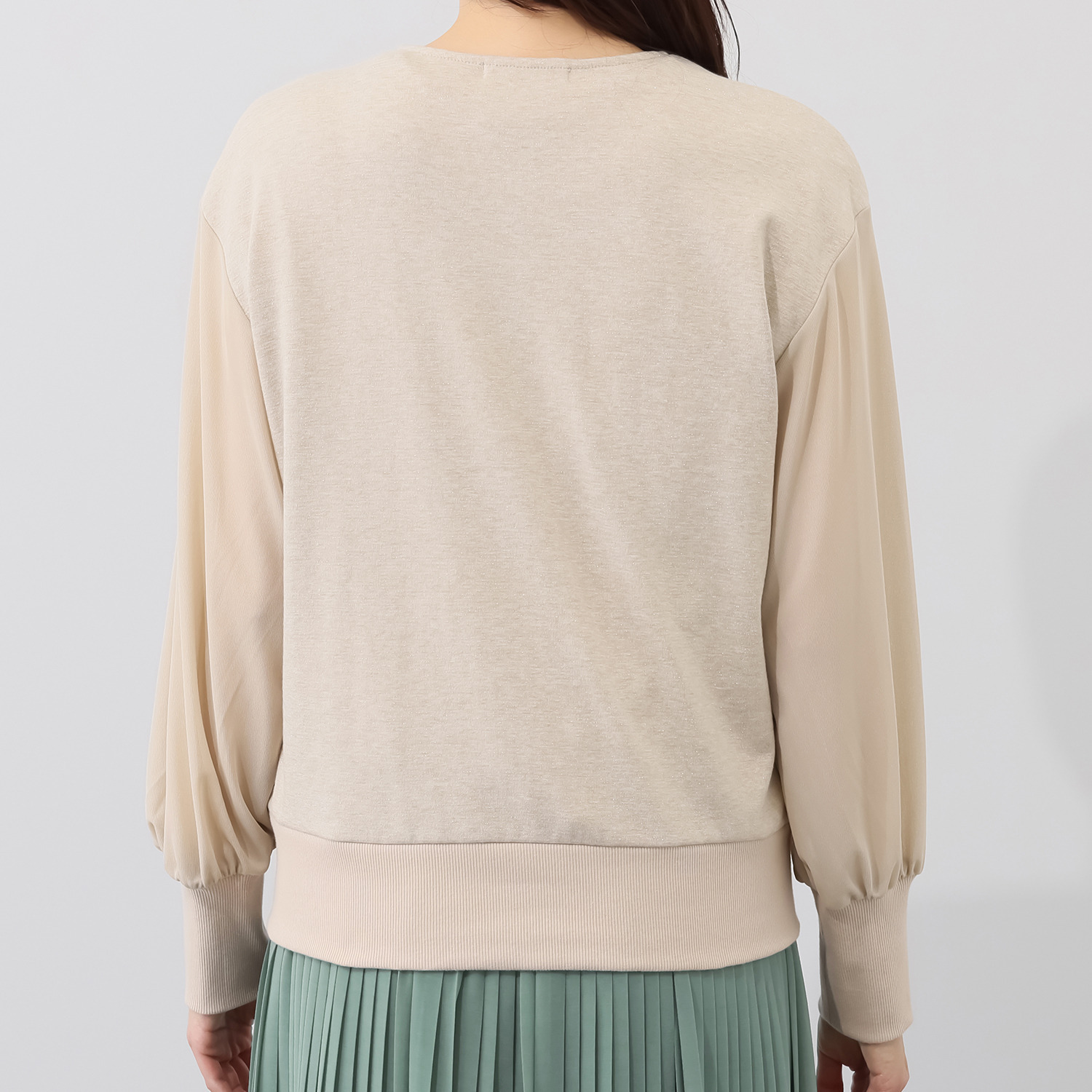 リサリサ ラメジャージー シアースリーブ切替 カーデブルゾン