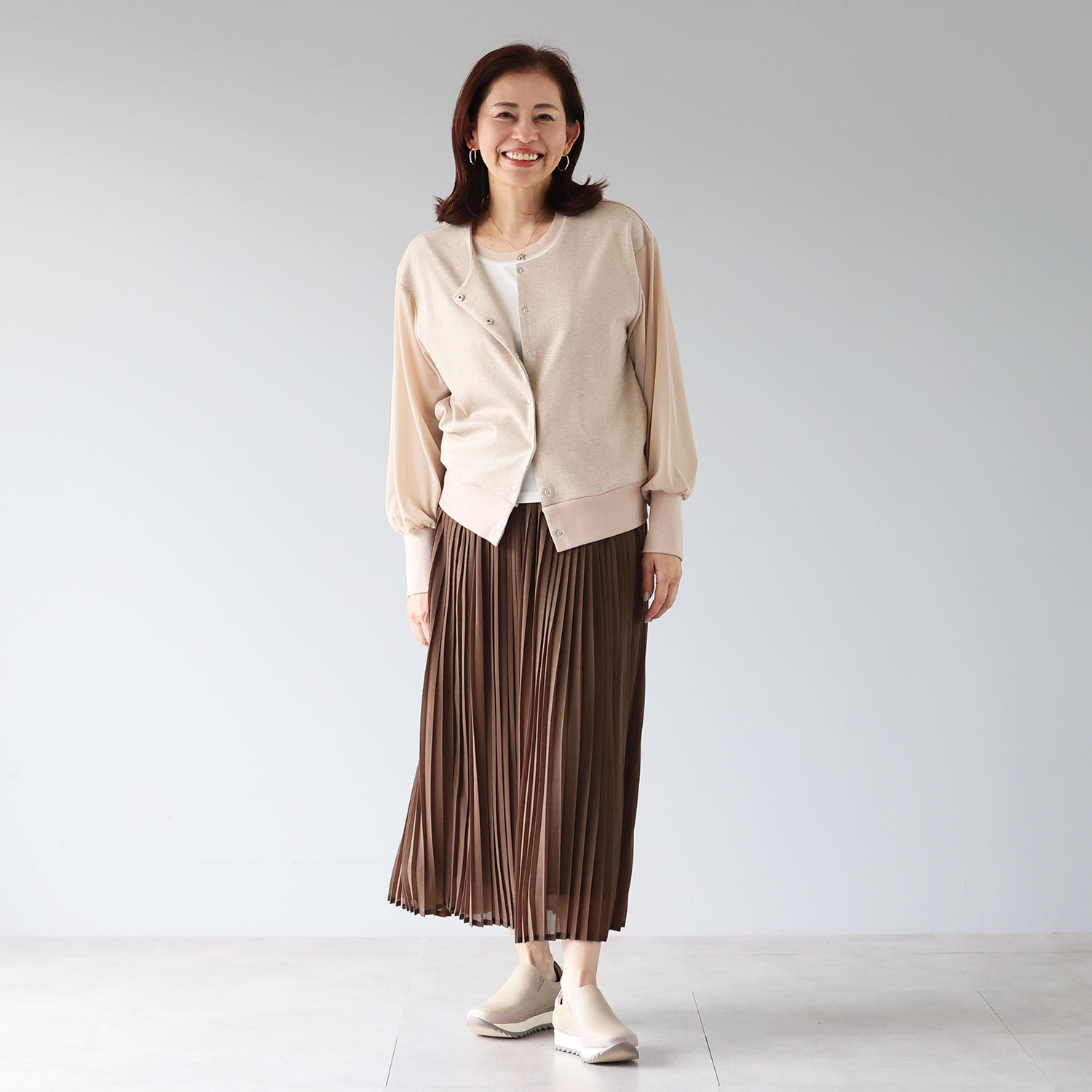 リサリサ ラメジャージー シアースリーブ切替 カーデブルゾン