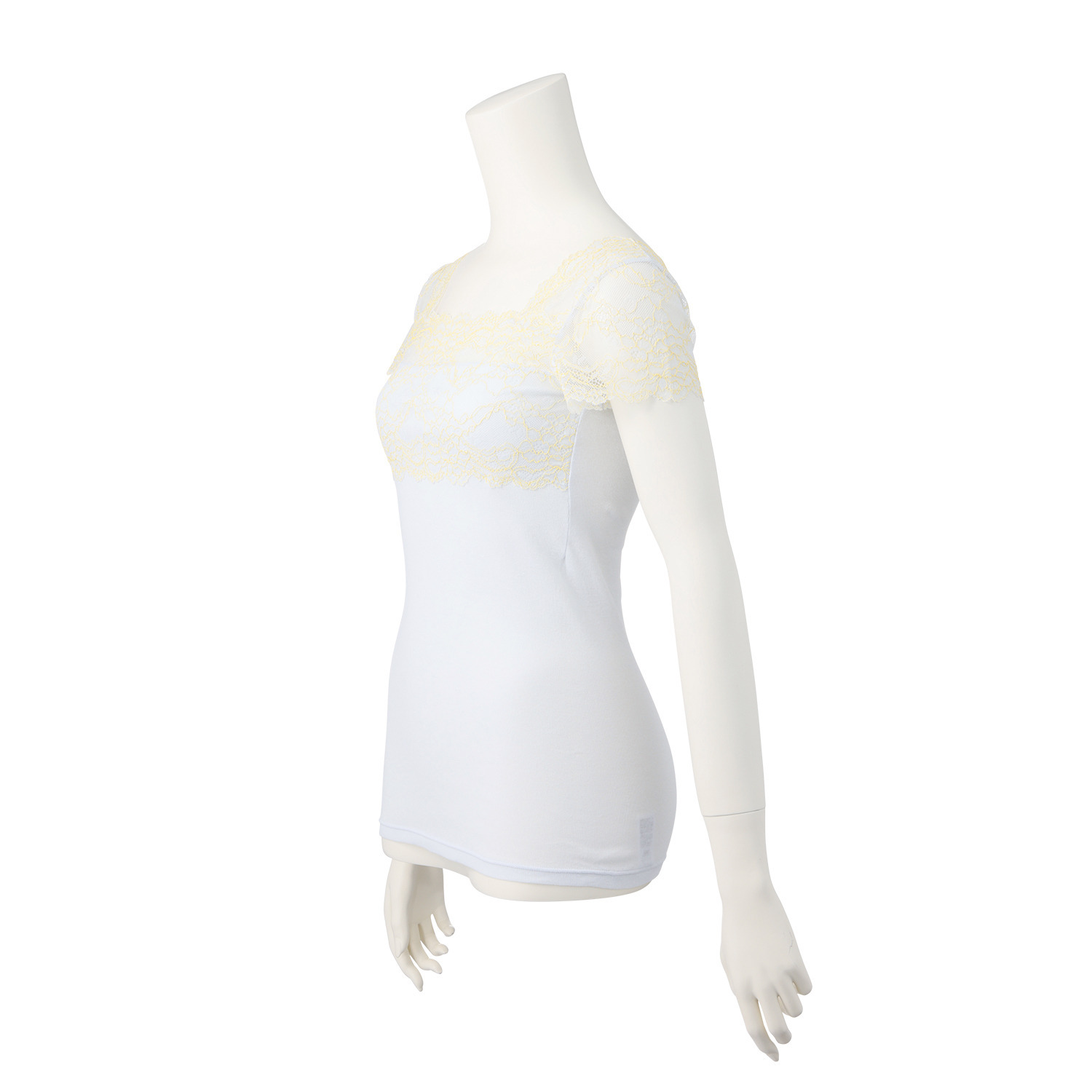 肌ごころ カラーはお任せ！ 綿１００％ フレンチスリーブ レーシータンクトップ お楽しみ２枚セット